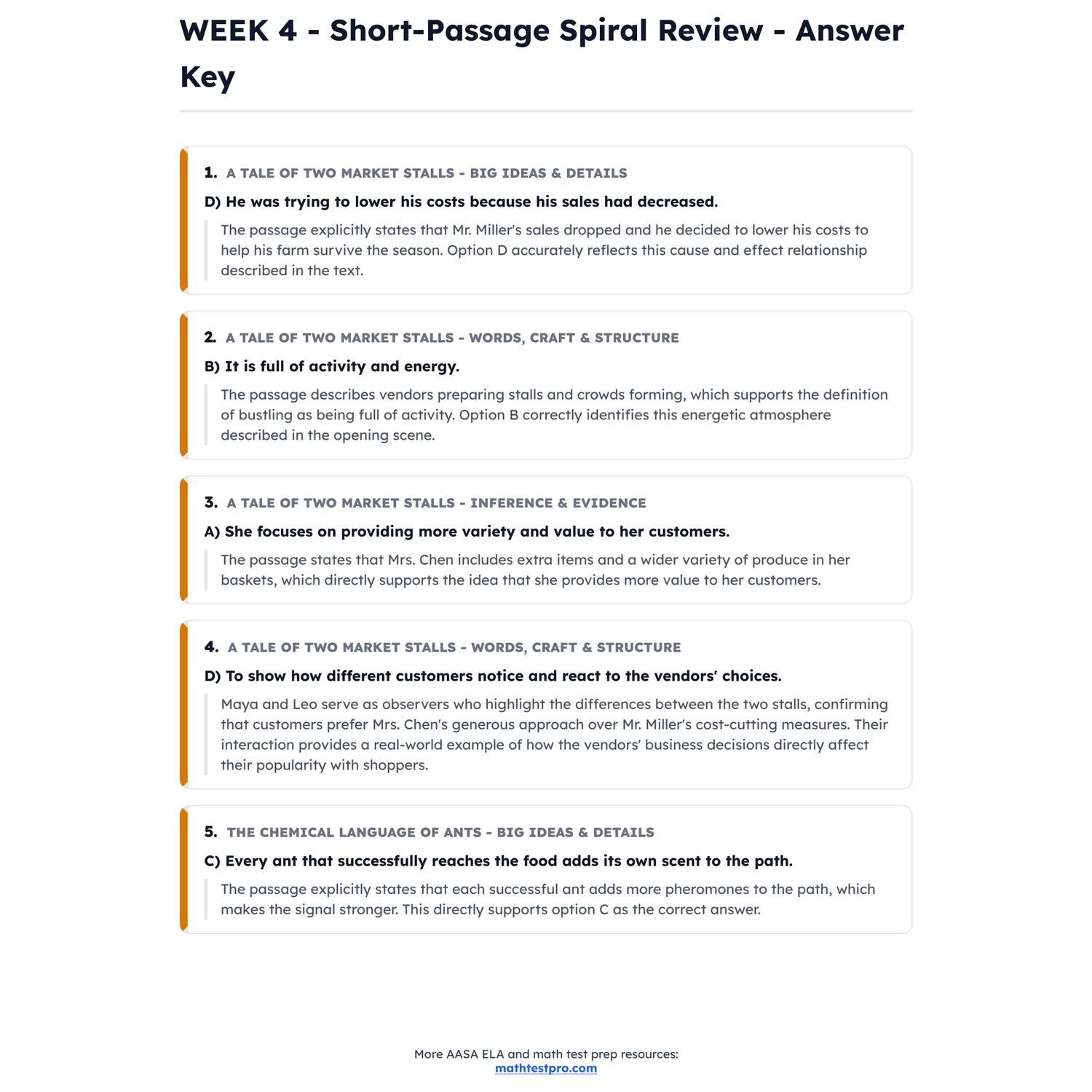 Arizona AASA ELA Intensive Test Prep | 6th Grade | All 4 Levels (2431-2641) preview 4