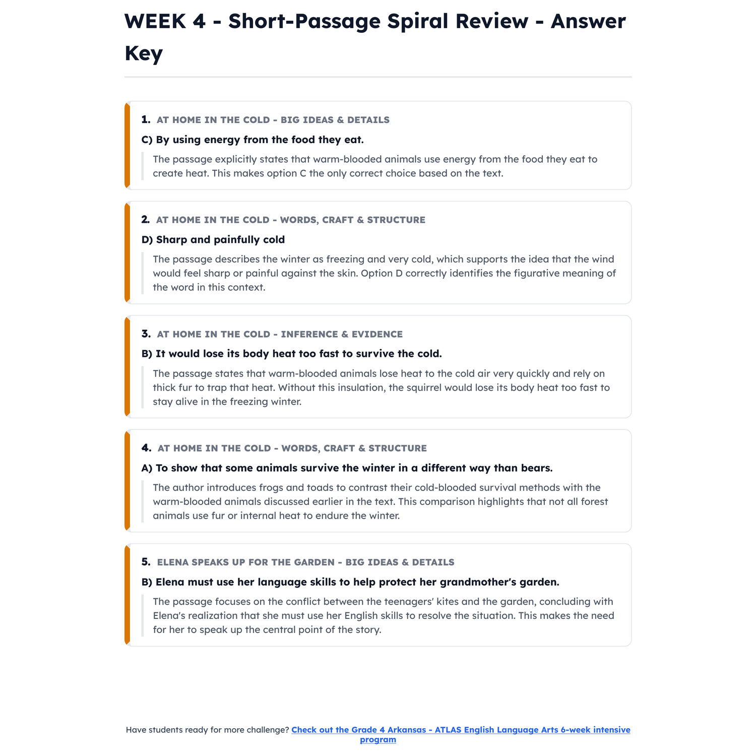 Arkansas ATLAS ELA Intensive Test Prep | 3rd Grade | All 4 Levels (1000-1118) preview 4