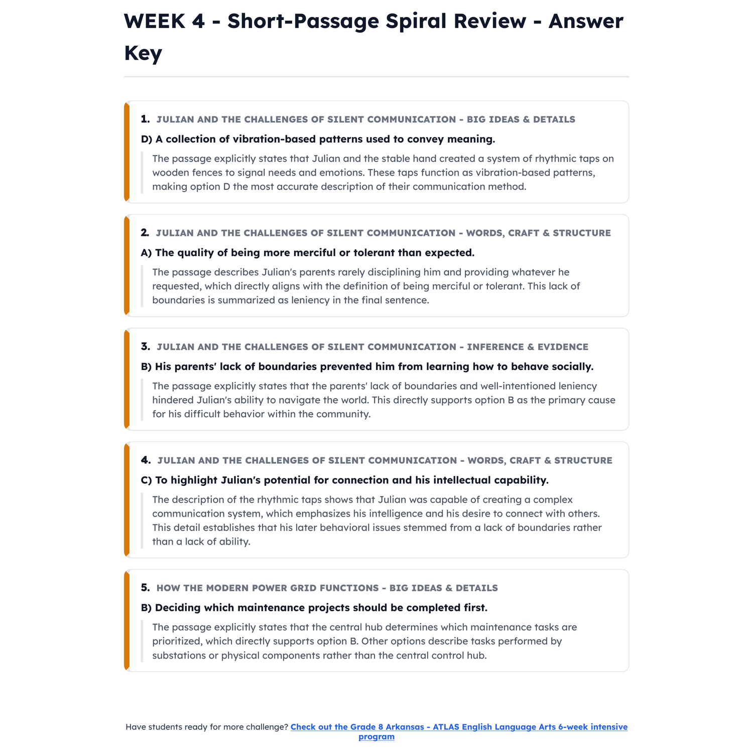 Arkansas ATLAS ELA Intensive Test Prep | 7th Grade | All 4 Levels (1000-1117) preview 4