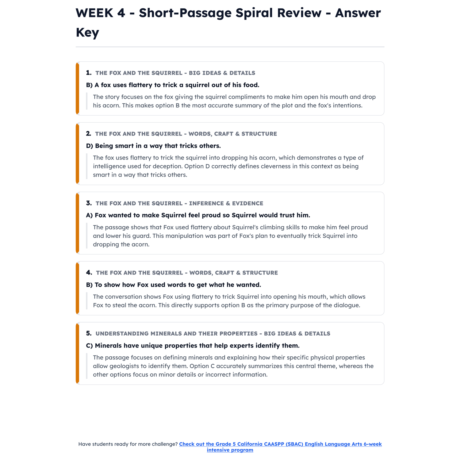 California CAASPP ELA Intensive Prep | 4th Grade | All 4 Levels (2416-2533+) preview 4