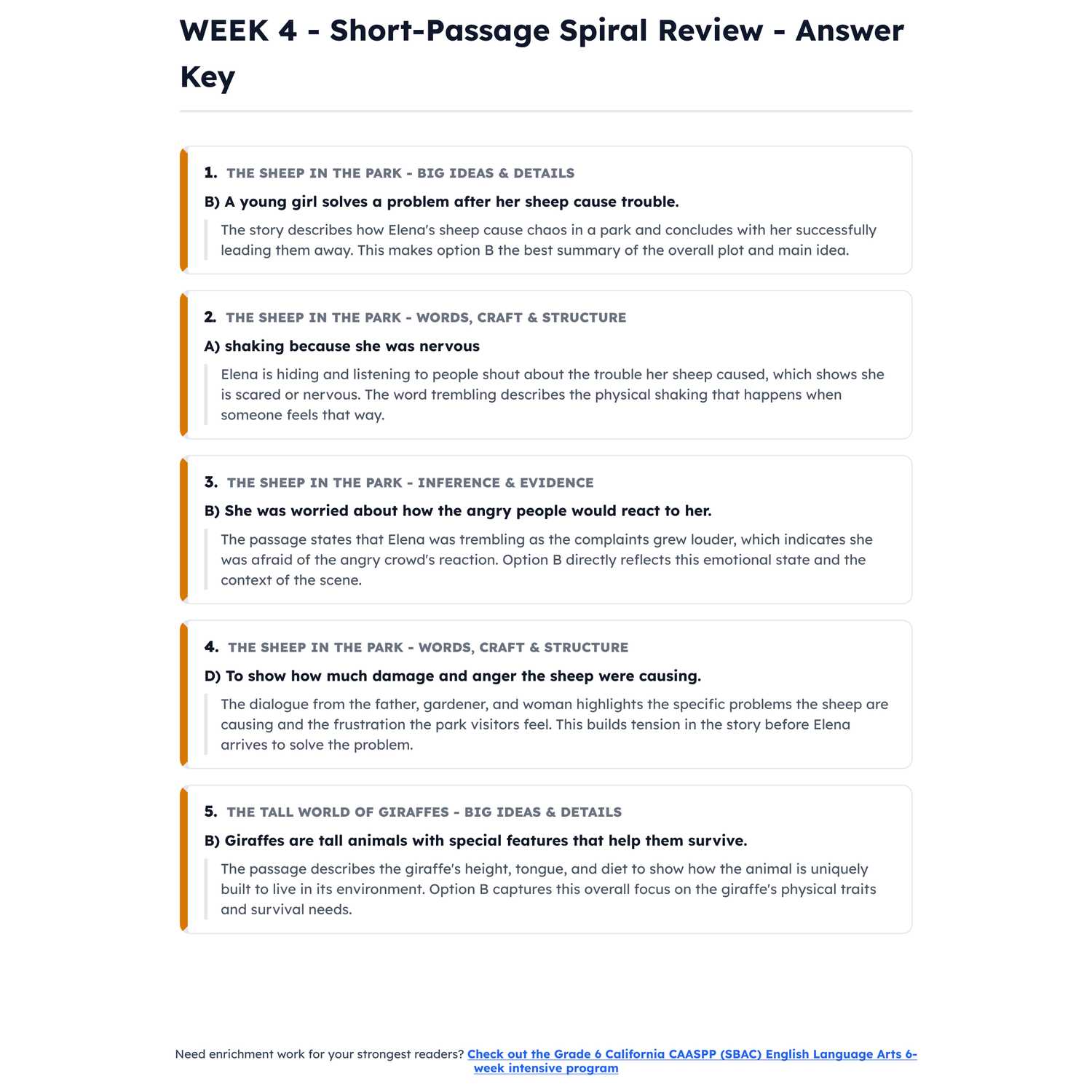 California CAASPP ELA Intensive Prep | 5th Grade | All 4 Levels (2442-2582+) preview 4