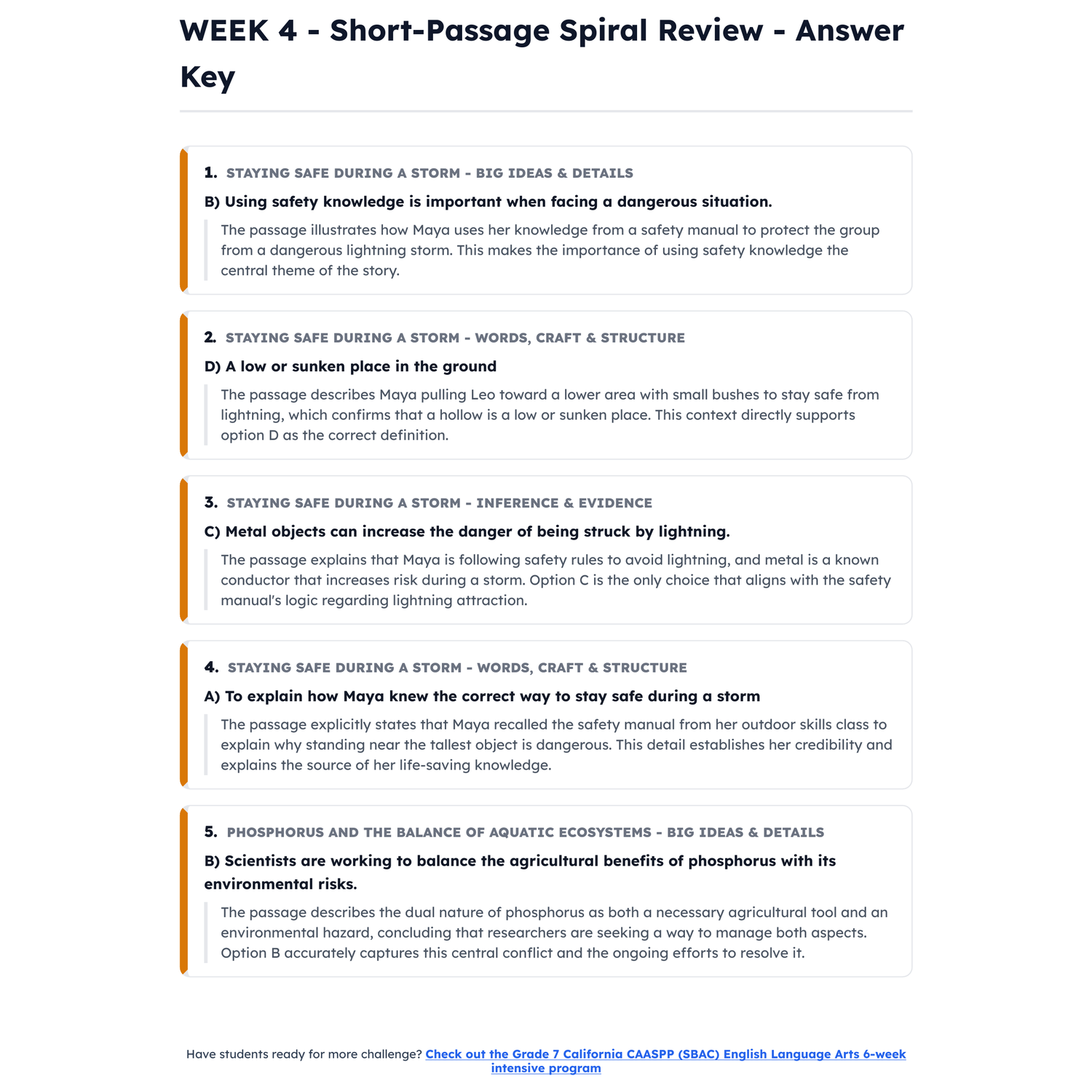 California CAASPP ELA Intensive Prep | 6th Grade | All 4 Levels (2457-2618+) preview 4