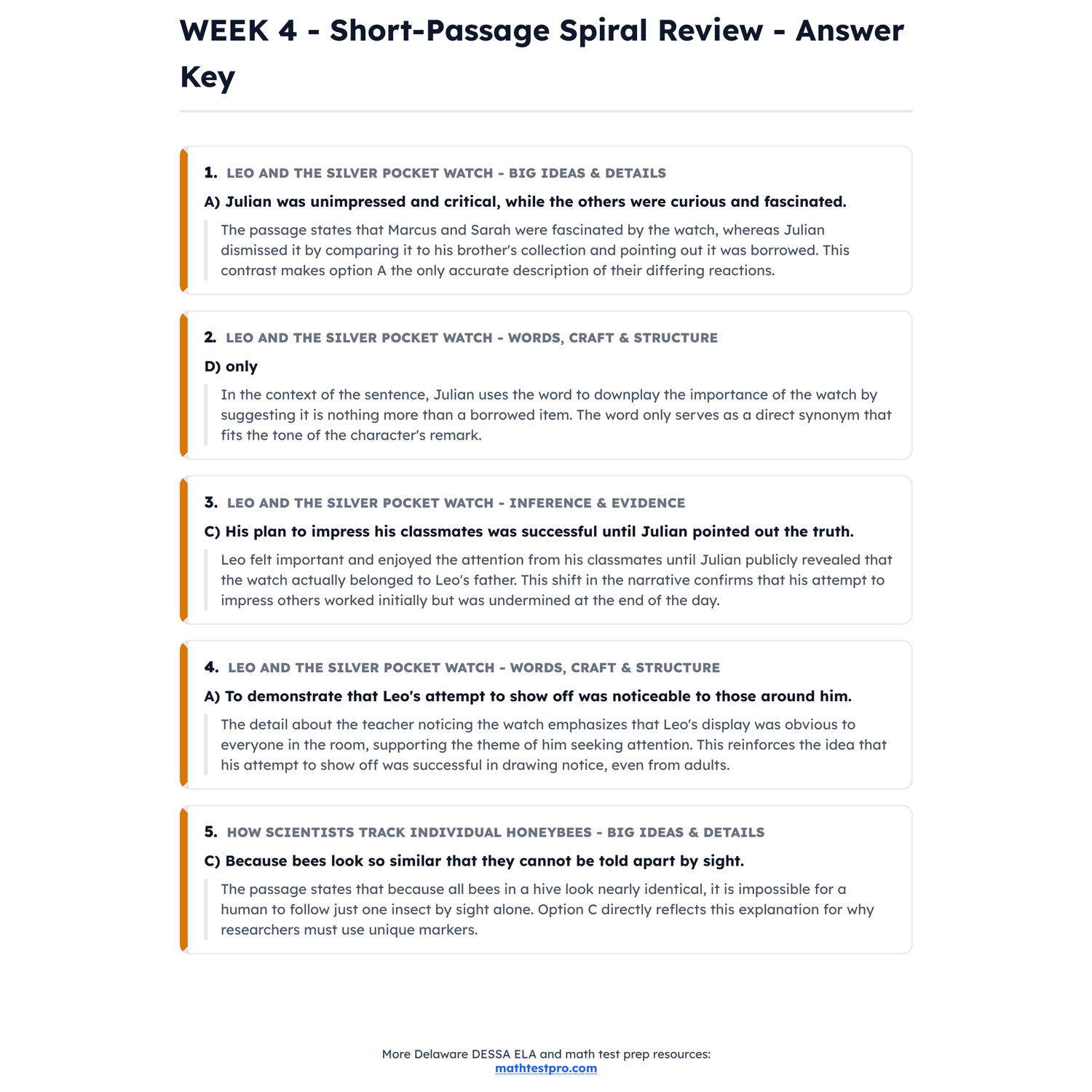 Delaware DESSA ELA Intensive Test Prep | 5th Grade | All 4 Levels (2442-2582+) preview 4