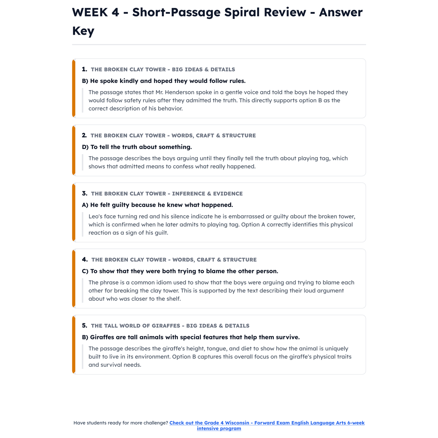 Wisconsin Forward Exam ELA Intensive Prep | 3rd Grade | All 4 Levels (1300-1840) preview 4