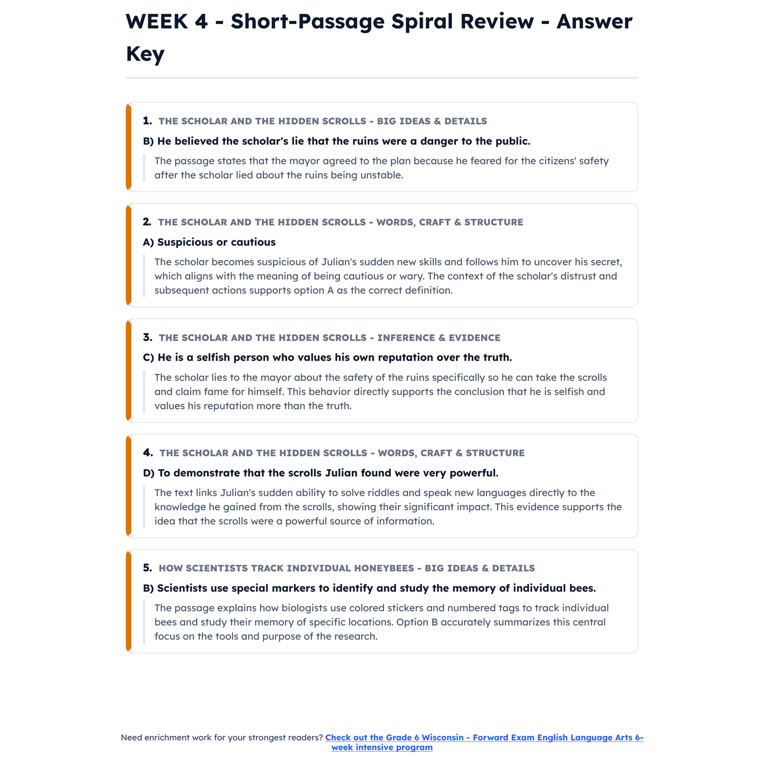 Wisconsin Forward Exam ELA Intensive Prep | 5th Grade | All 4 Levels (1320-1860) preview 4