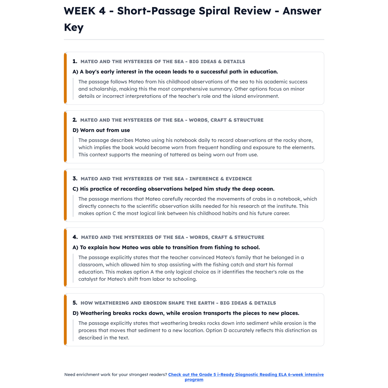 i-Ready Diagnostic ELA Intensive Test Prep | 4th Grade | All 4 Levels (460-655) preview 4