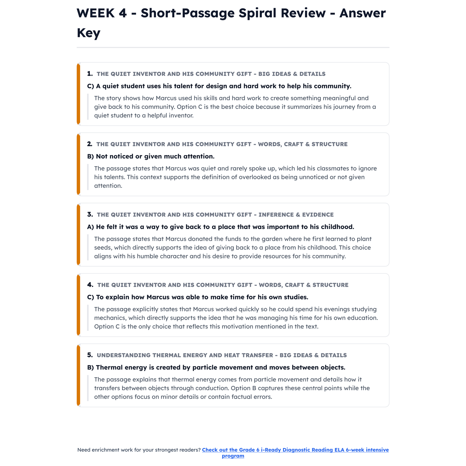 i-Ready Diagnostic ELA Intensive Test Prep | 5th Grade | All 4 Levels (483-669) preview 4