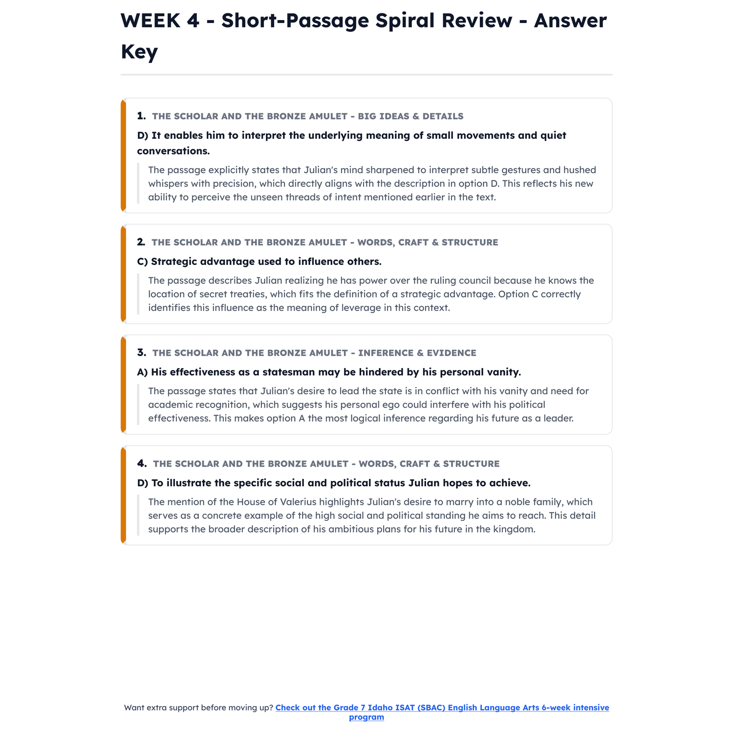 Idaho ISAT (SBAC) ELA Intensive Prep | 8th Grade | All 4 Levels (2487-2668+) preview 4