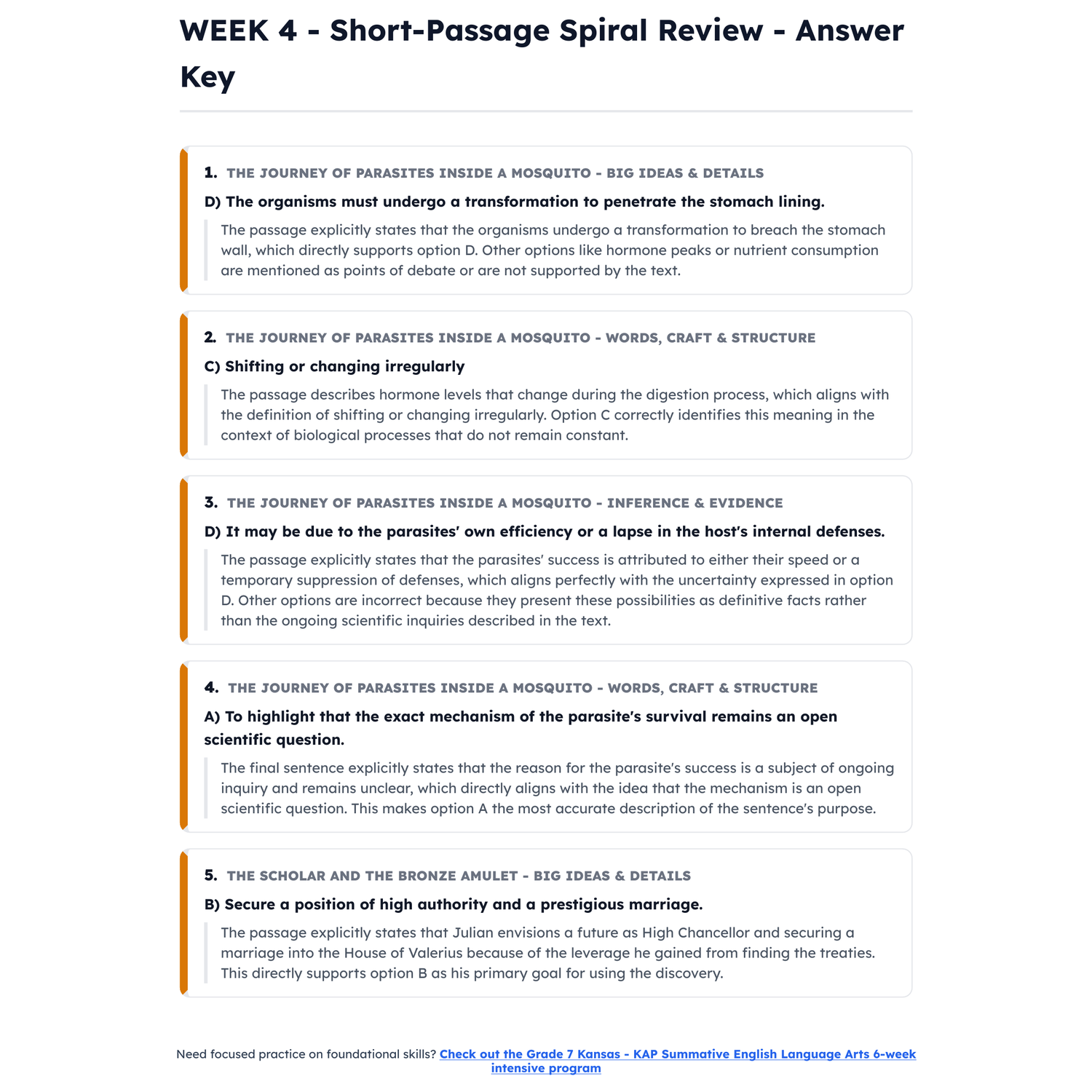 Kansas KAP Summative ELA Intensive Prep | 8th Grade | All 4 Levels (400-594+) preview 4