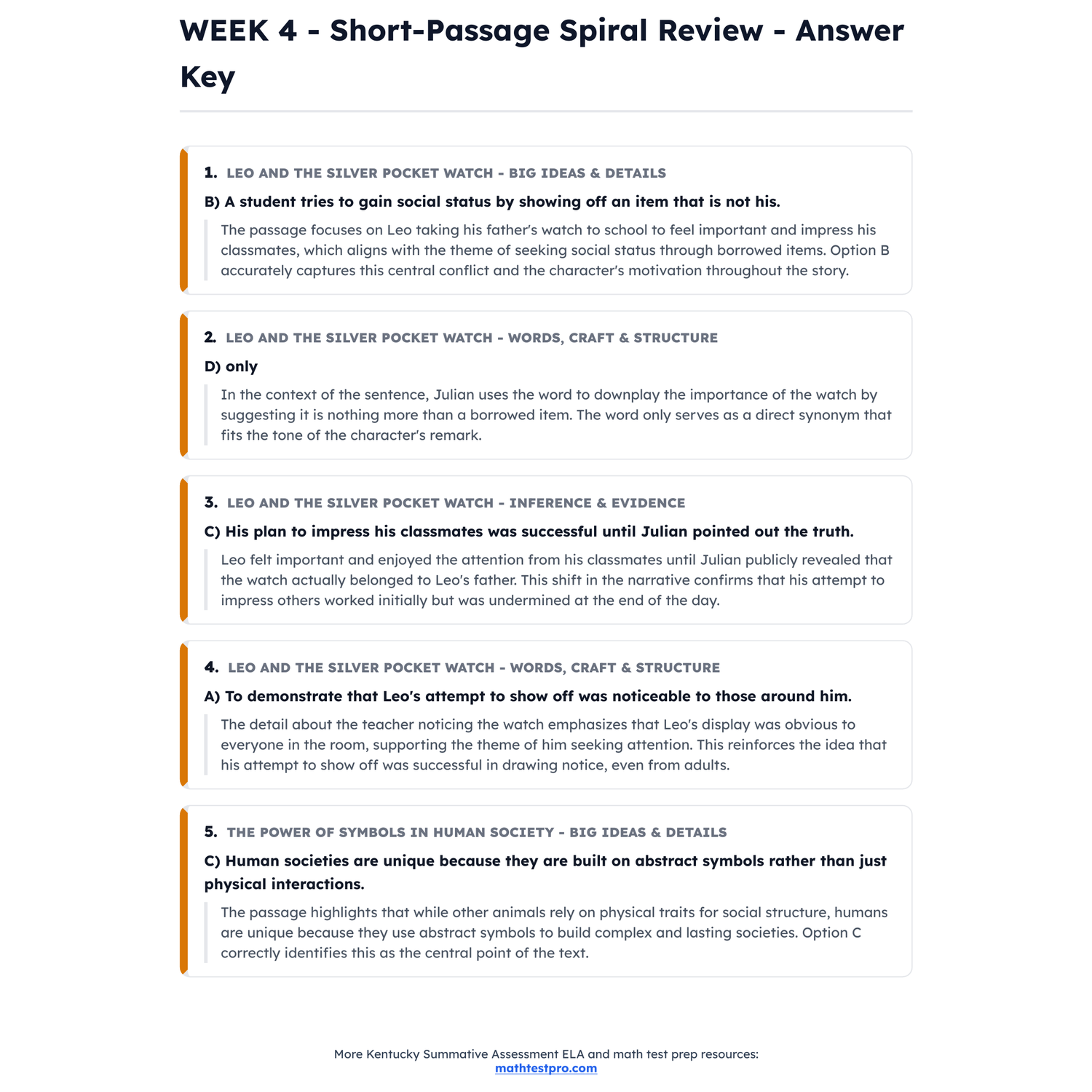 Kentucky KSA ELA Intensive Prep | 6th Grade | All 4 Levels (Scale Score 400-600) preview 4