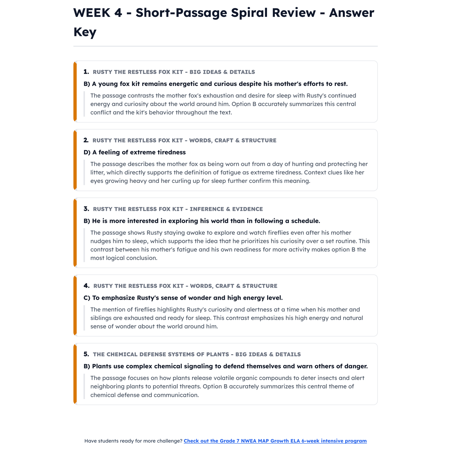 NWEA MAP Growth ELA Intensive Test Prep | 6th Grade | All 4 Levels (RIT 202-253) preview 4