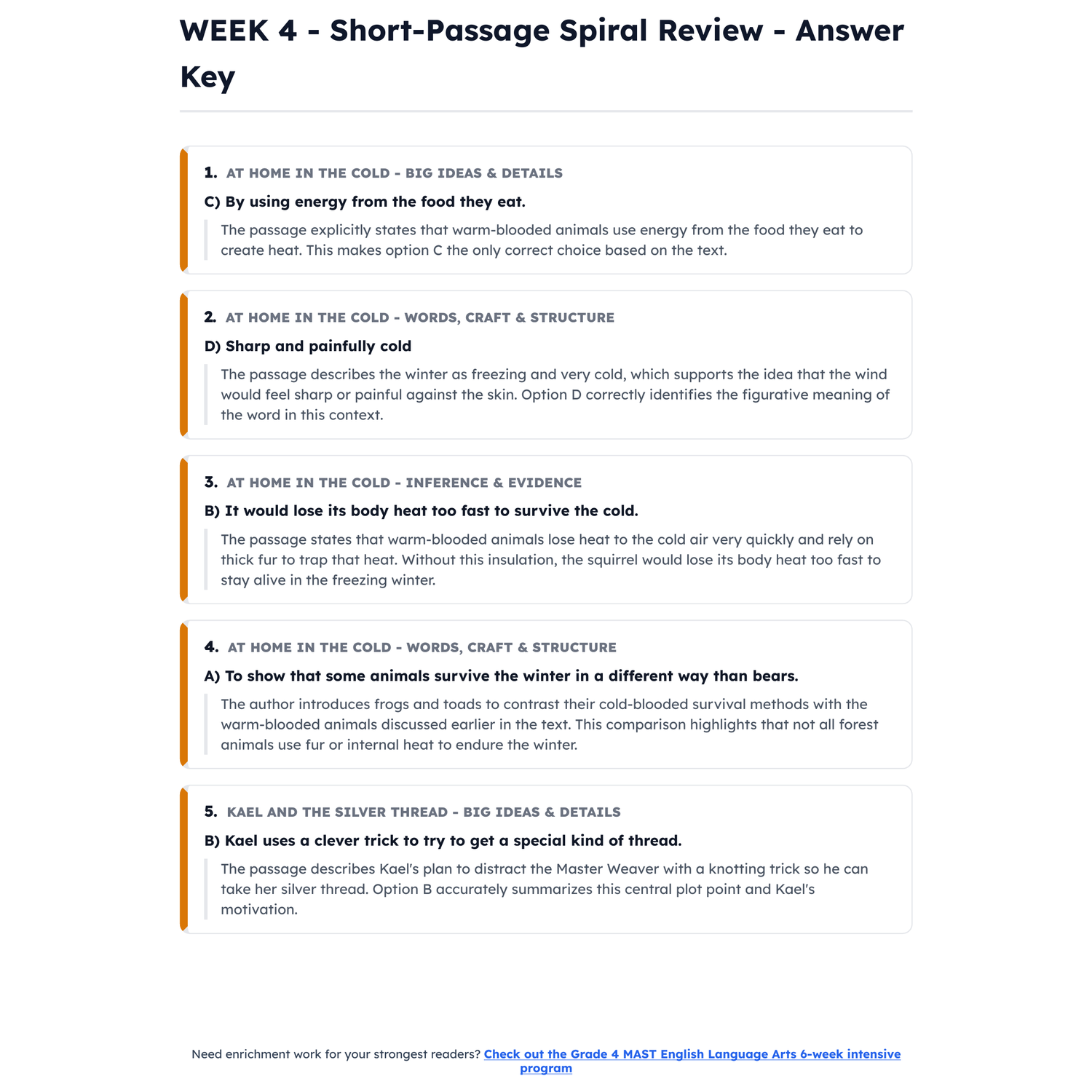 Montana MAST ELA Intensive Prep | 3rd Grade | All 4 Levels (Scale Score 250-400) preview 4