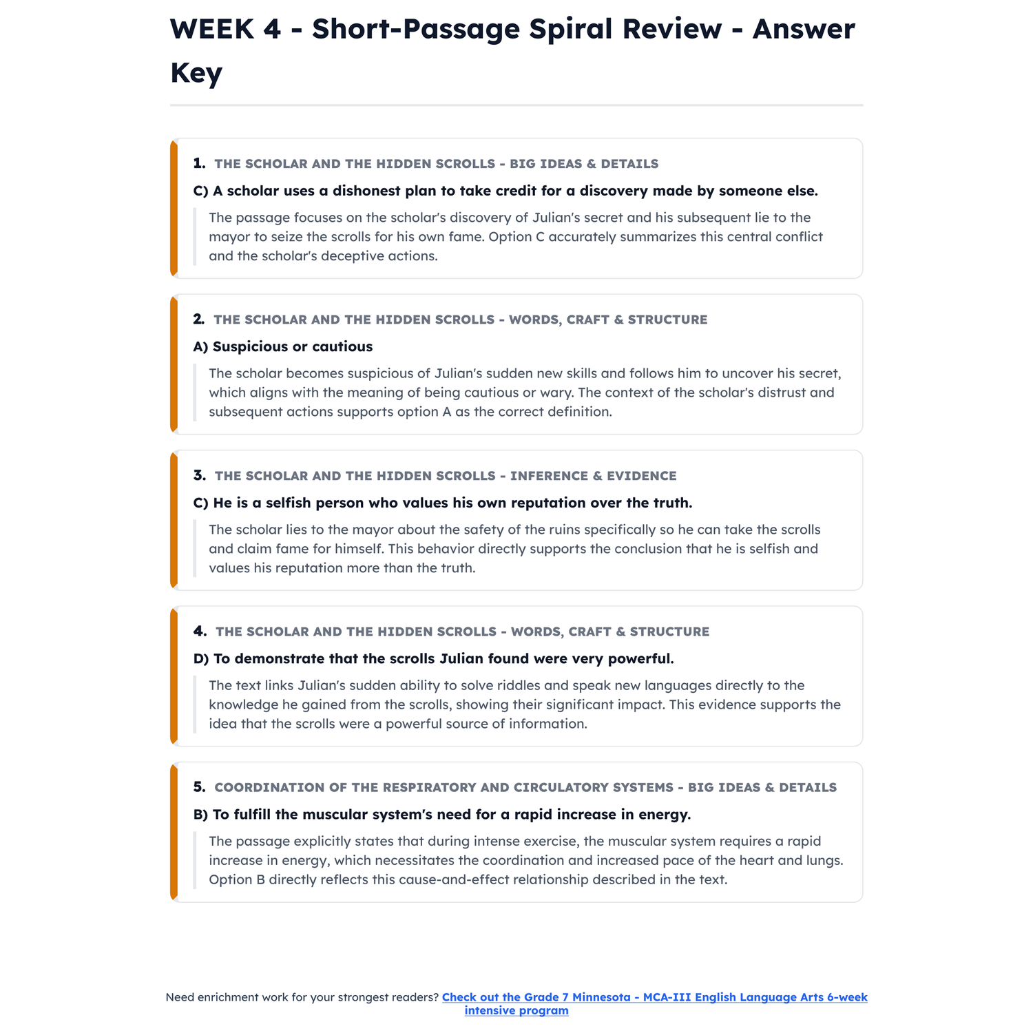 Minnesota MCA-III ELA Intensive Test Prep | 6th Grade | All 4 Levels (606-699) preview 4