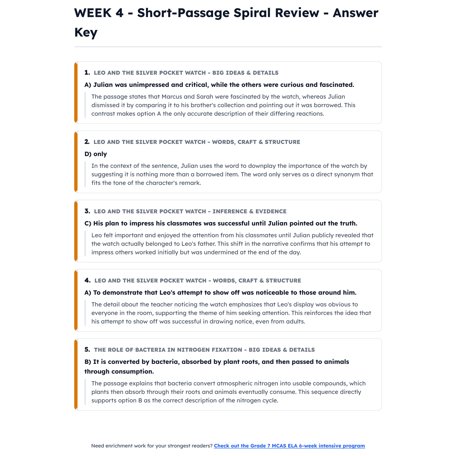 Massachusetts MCAS ELA Intensive Test Prep | 6th Grade | All 4 Levels (440-560) preview 4