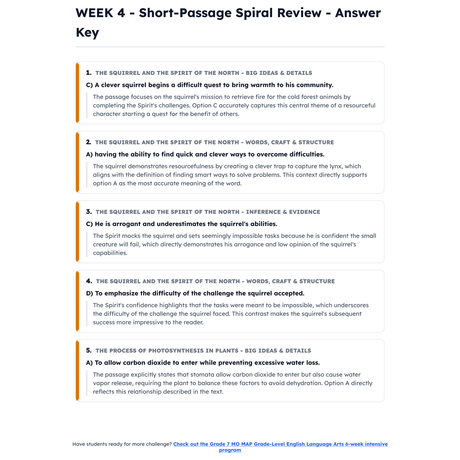 Missouri MAP Grade-Level ELA Intensive Prep | 6th Grade | All 4 Levels (230-620) preview 4
