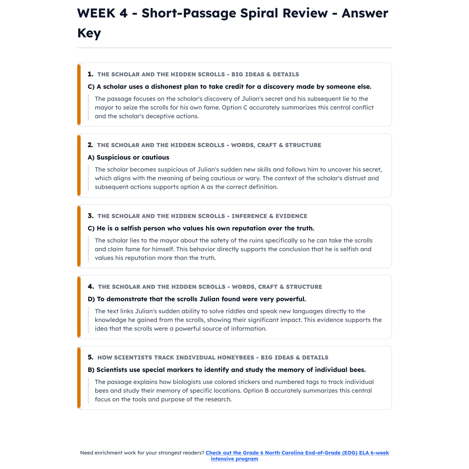 North Carolina EOG ELA Intensive Test Prep | 5th Grade | All 4 Levels (550-560+) preview 4