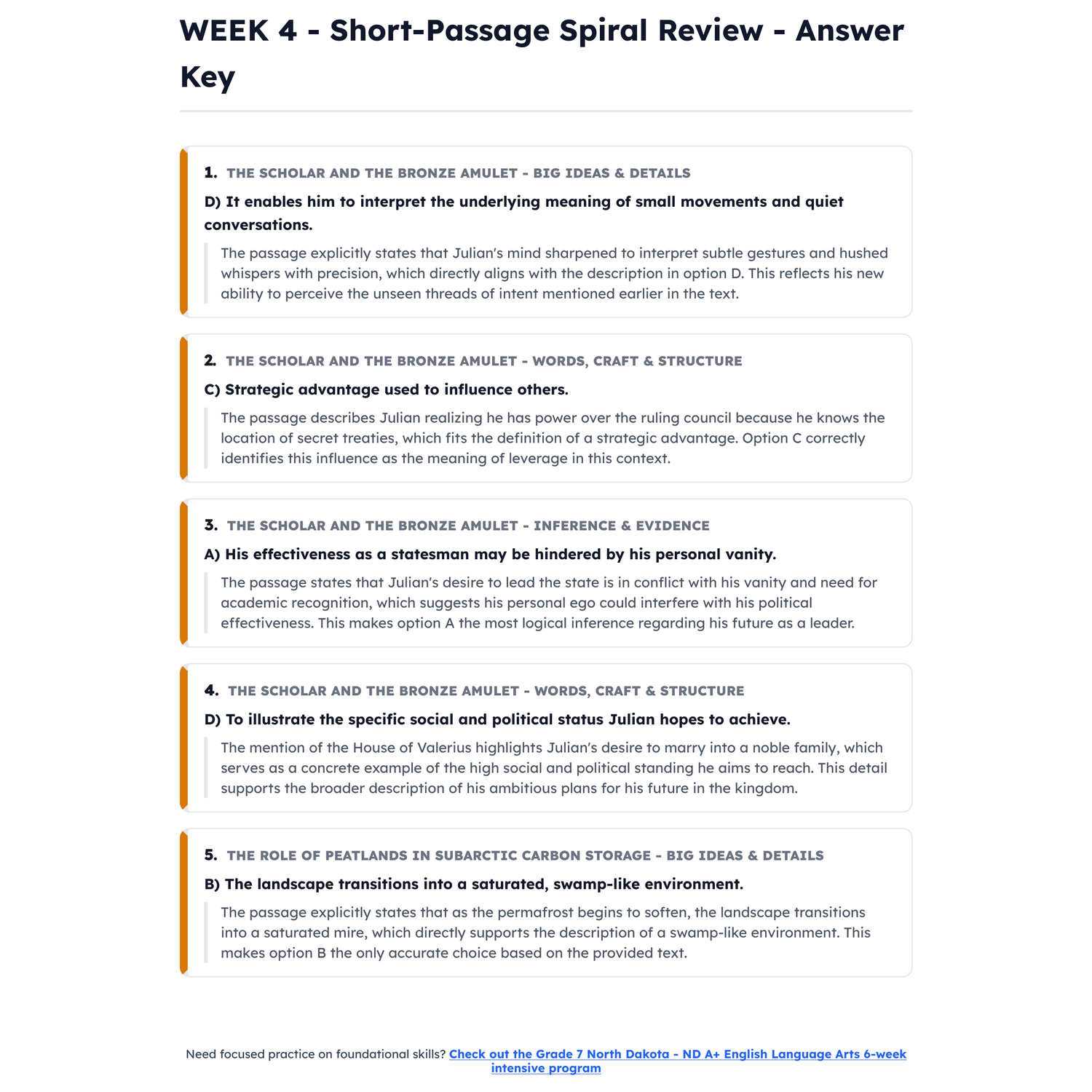 North Dakota ND A+ ELA Intensive Test Prep | 8th Grade | All 4 Levels (850-1150) preview 4