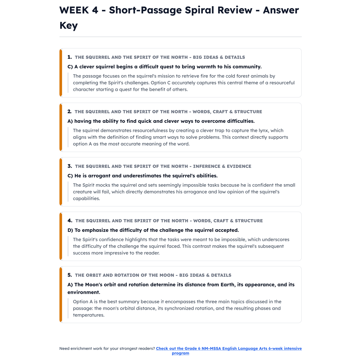 New Mexico NM-MSSA ELA Intensive Test Prep | 5th Grade | All 4 Levels (500-590) preview 4