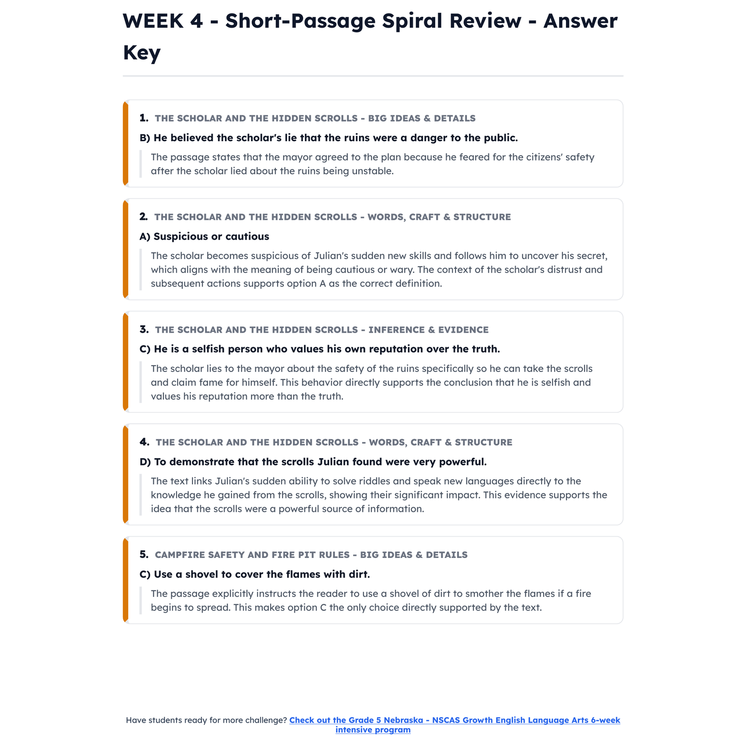 Nebraska NSCAS Growth ELA Intensive Prep | 4th Grade | All 4 Levels (2250-2850) preview 4