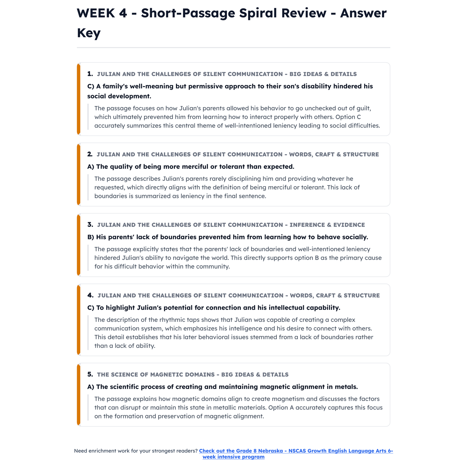 Nebraska NSCAS Growth ELA Intensive Prep | 7th Grade | All 4 Levels (2300-2880) preview 4
