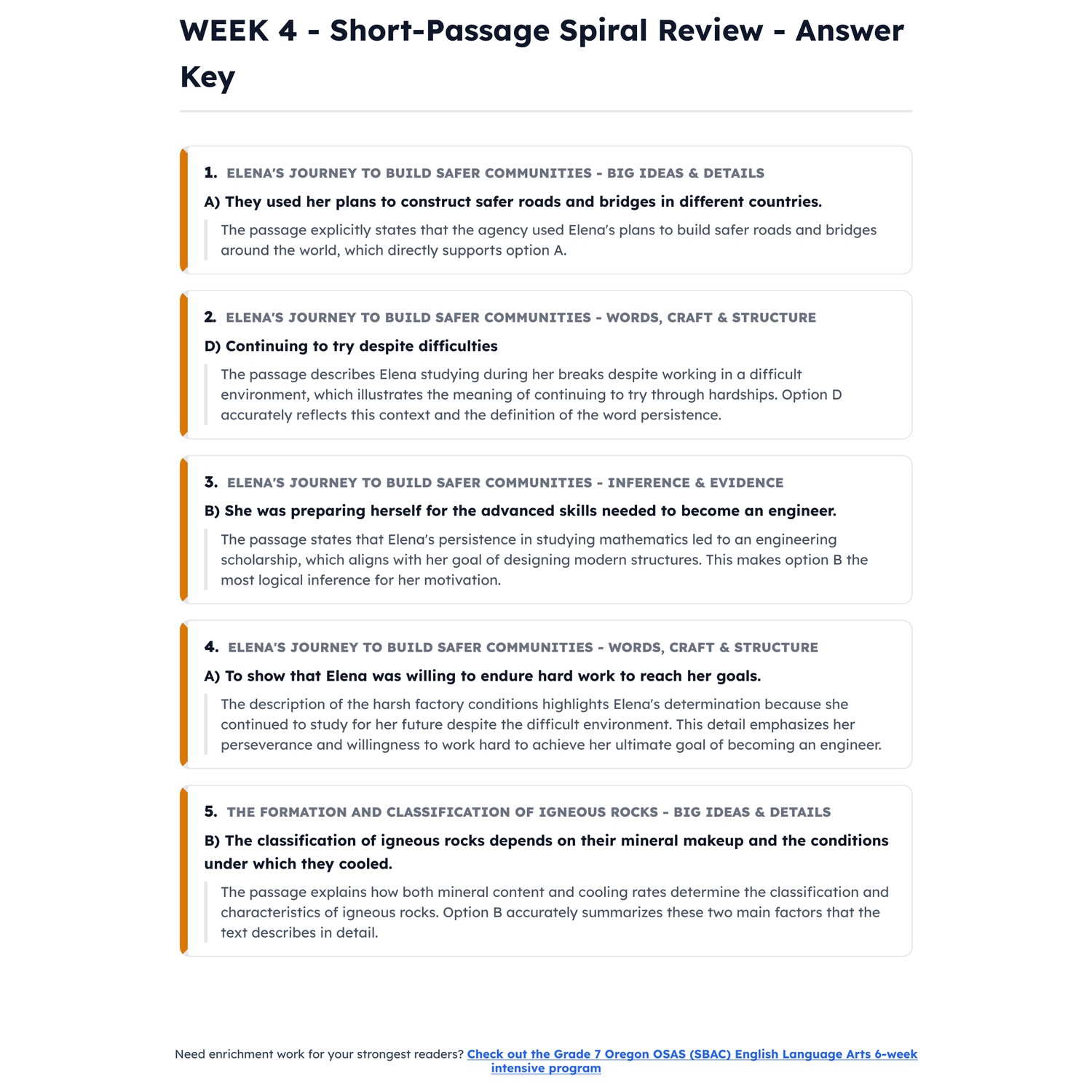 Oregon OSAS (SBAC) ELA Intensive Prep | 6th Grade | All 4 Levels (2457-2618+) preview 4