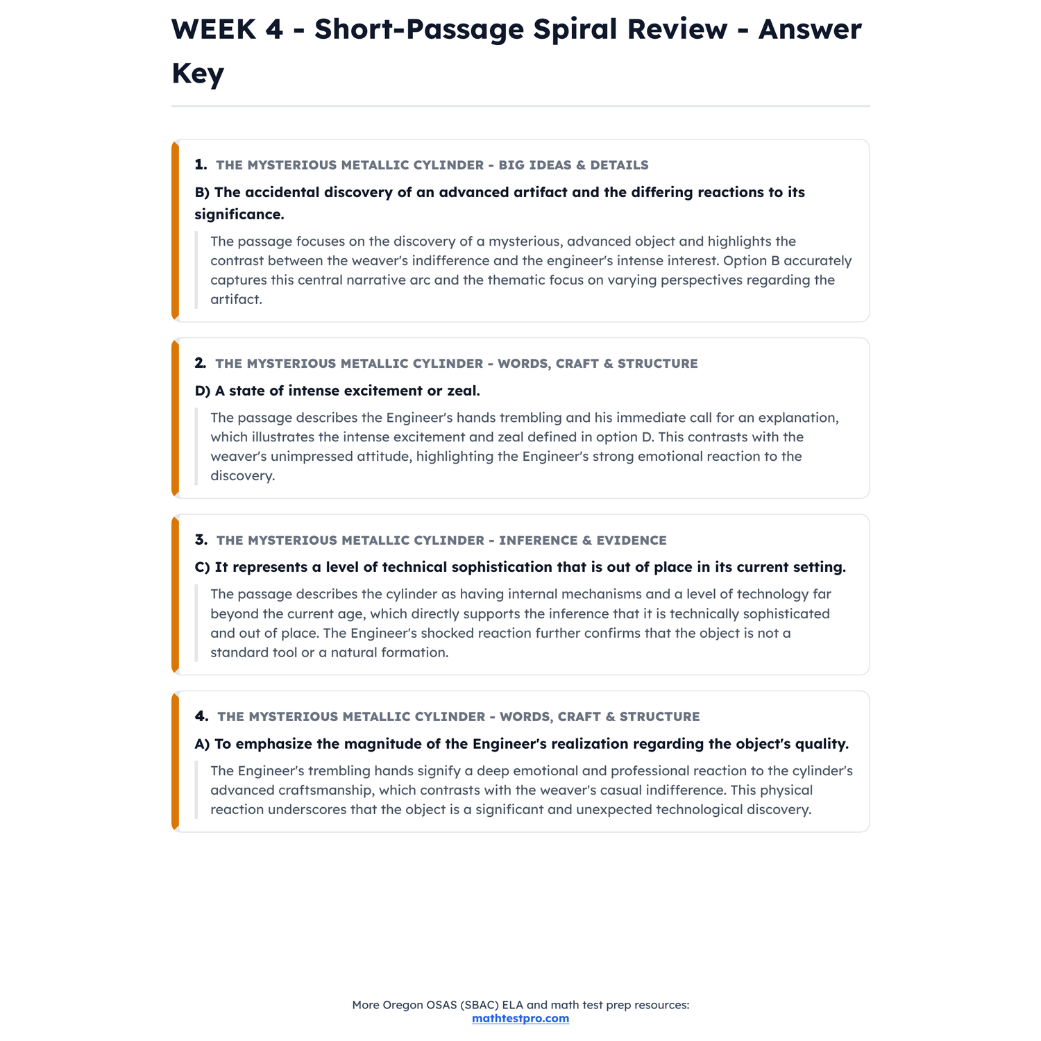Oregon OSAS (SBAC) ELA Intensive Prep | 8th Grade | All 4 Levels (2487-2668+) preview 4