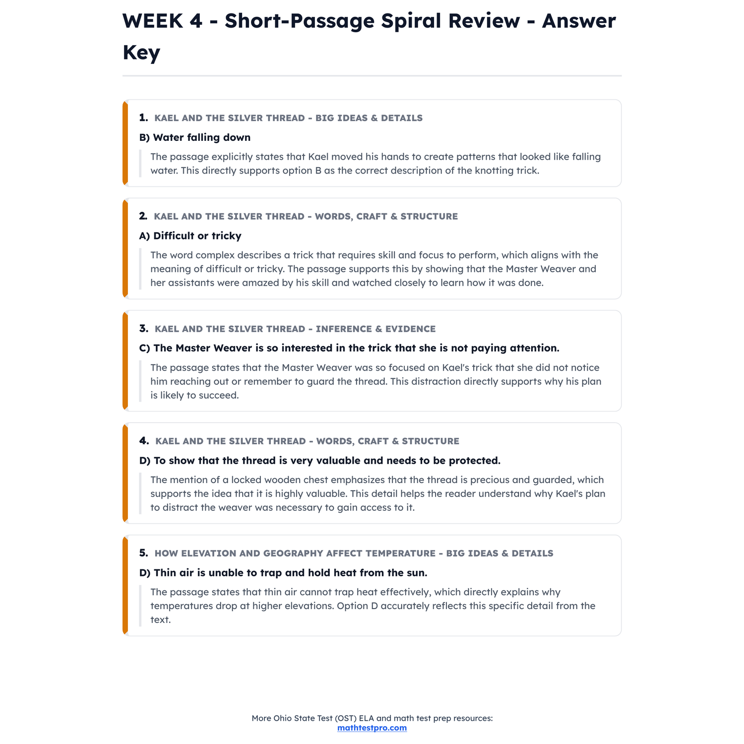 Ohio State Test ELA Intensive Test Prep | 4th Grade | All 4 Levels (549-725+) preview 4