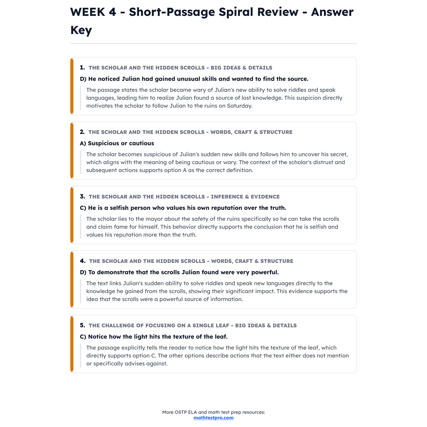Oklahoma OSTP ELA Intensive Test Prep | 4th Grade | All 4 Levels (200-399) preview 4