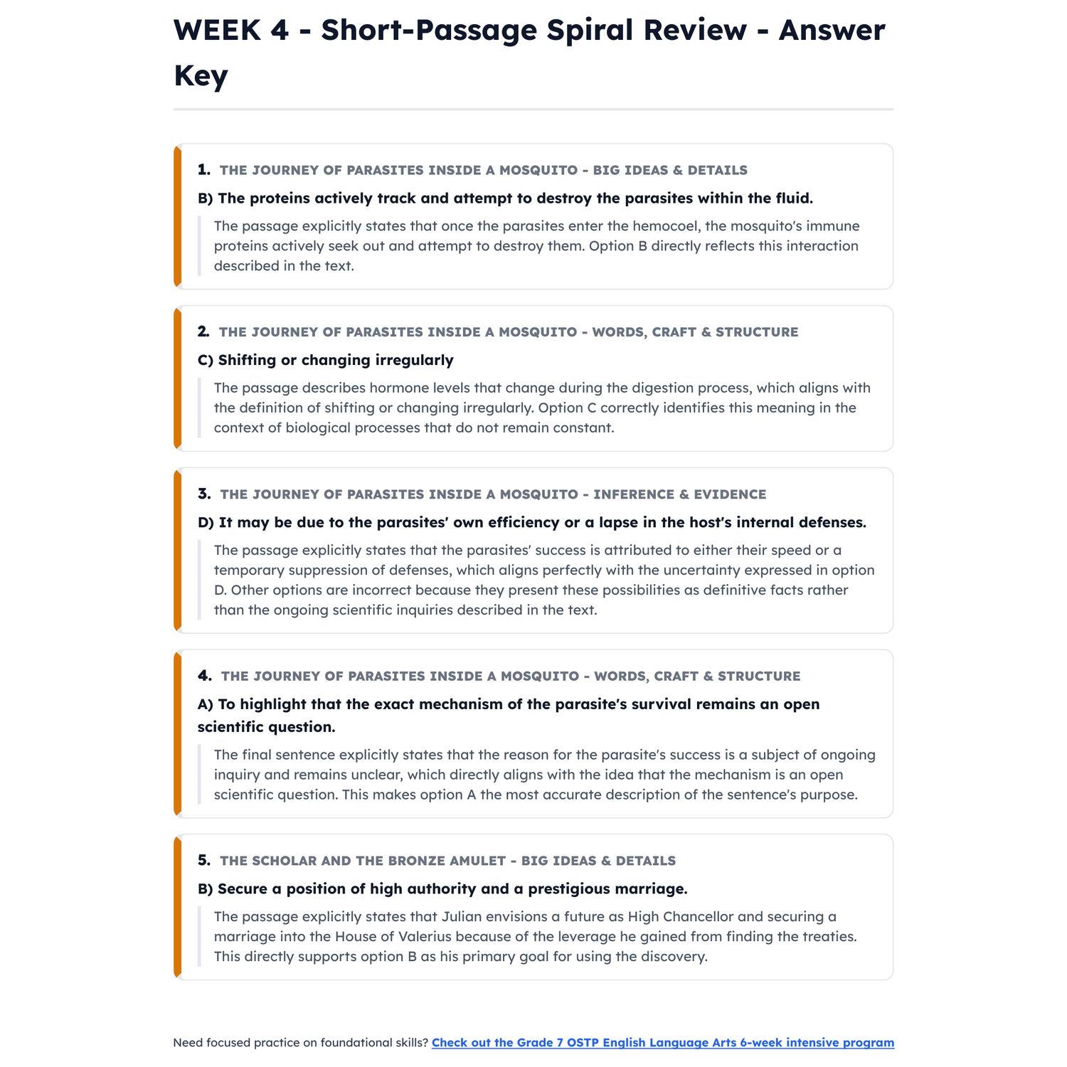 Oklahoma OSTP ELA Intensive Test Prep | 8th Grade | All 4 Levels (200-399) preview 4