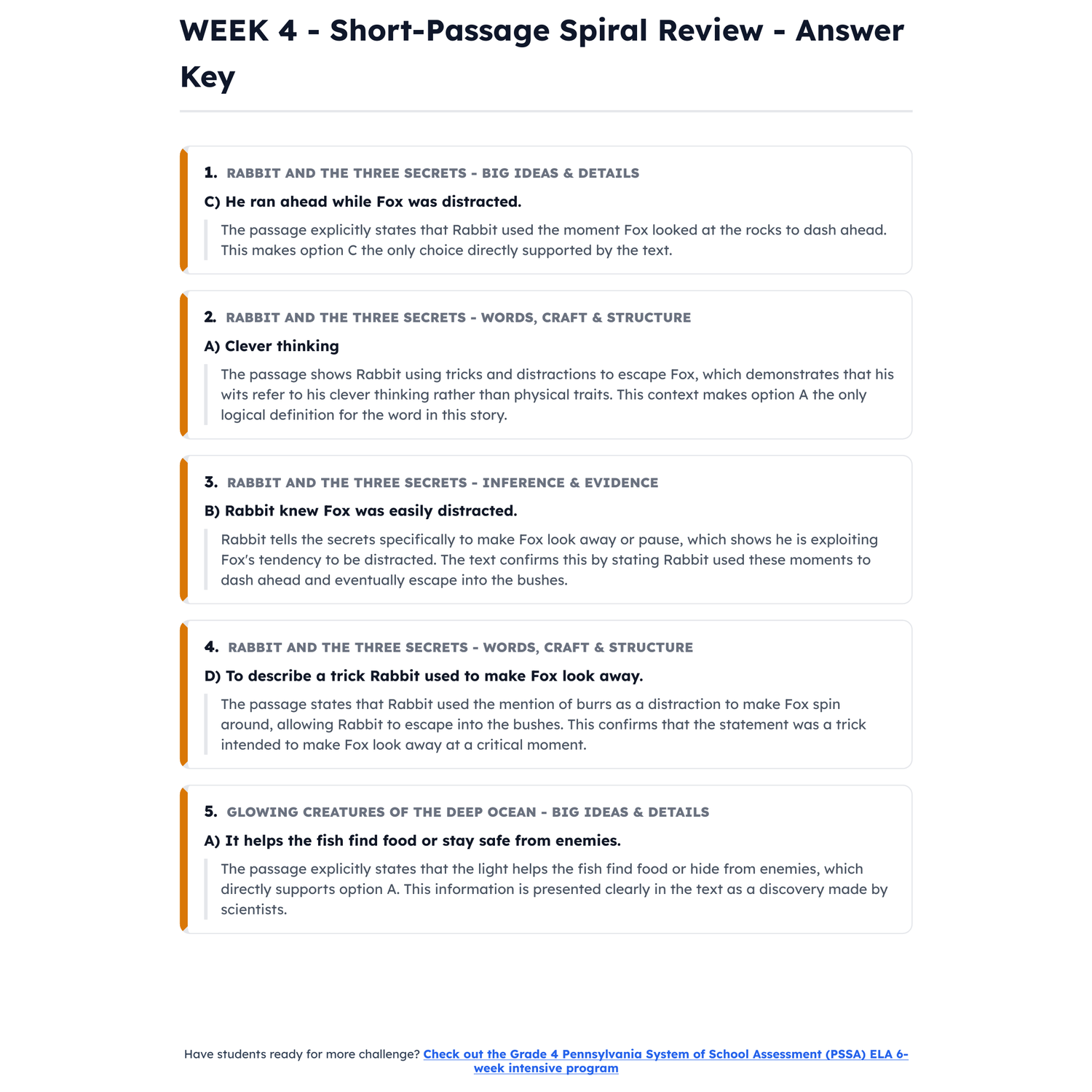 Pennsylvania PSSA ELA Intensive Test Prep | 3rd Grade | All 4 Levels (600-1143+) preview 4