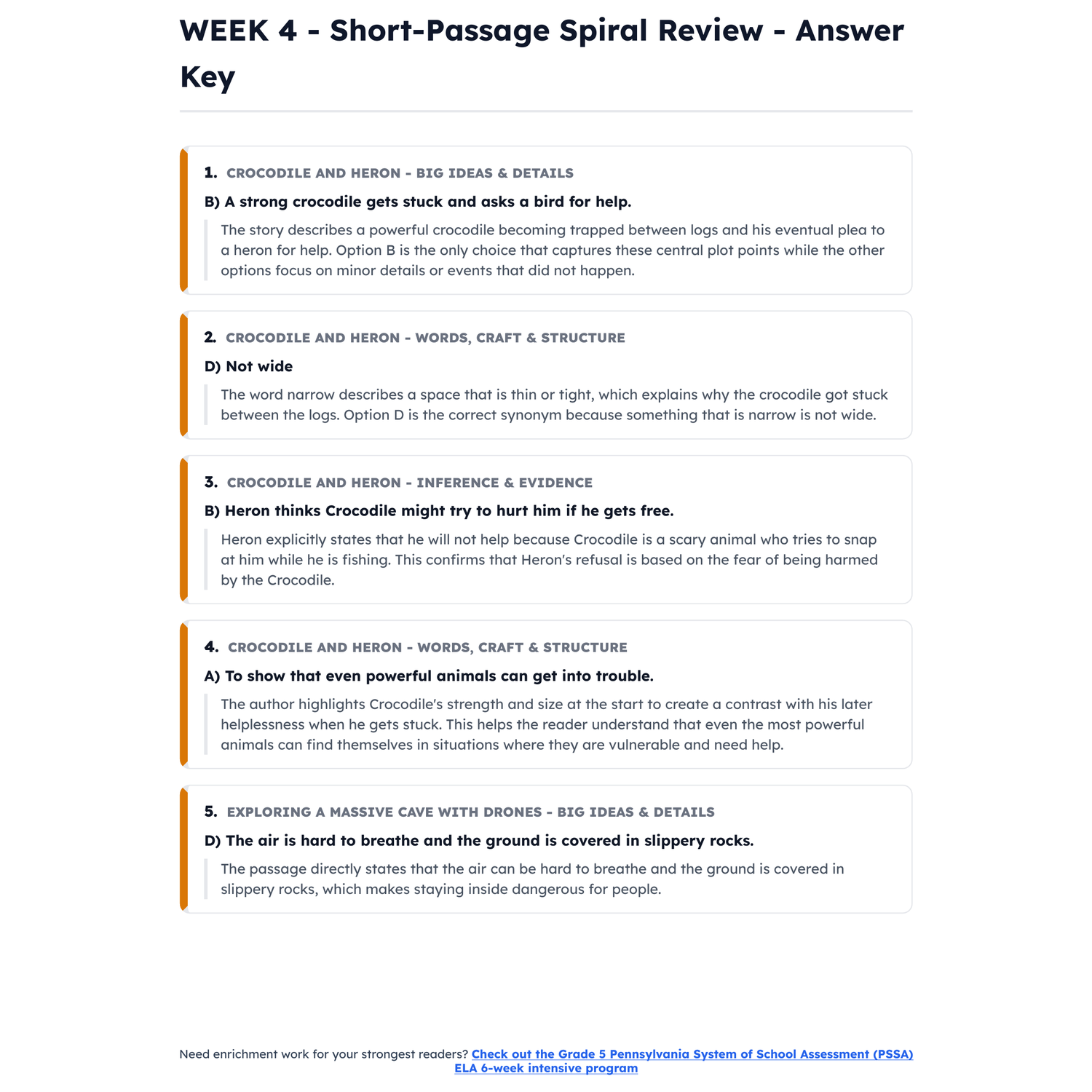 Pennsylvania PSSA ELA Intensive Test Prep | 4th Grade | All 4 Levels (600-1107+) preview 4