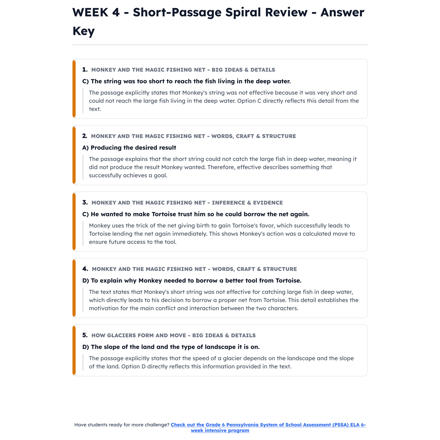 Pennsylvania PSSA ELA Intensive Test Prep | 5th Grade | All 4 Levels (600-1139+) preview 4