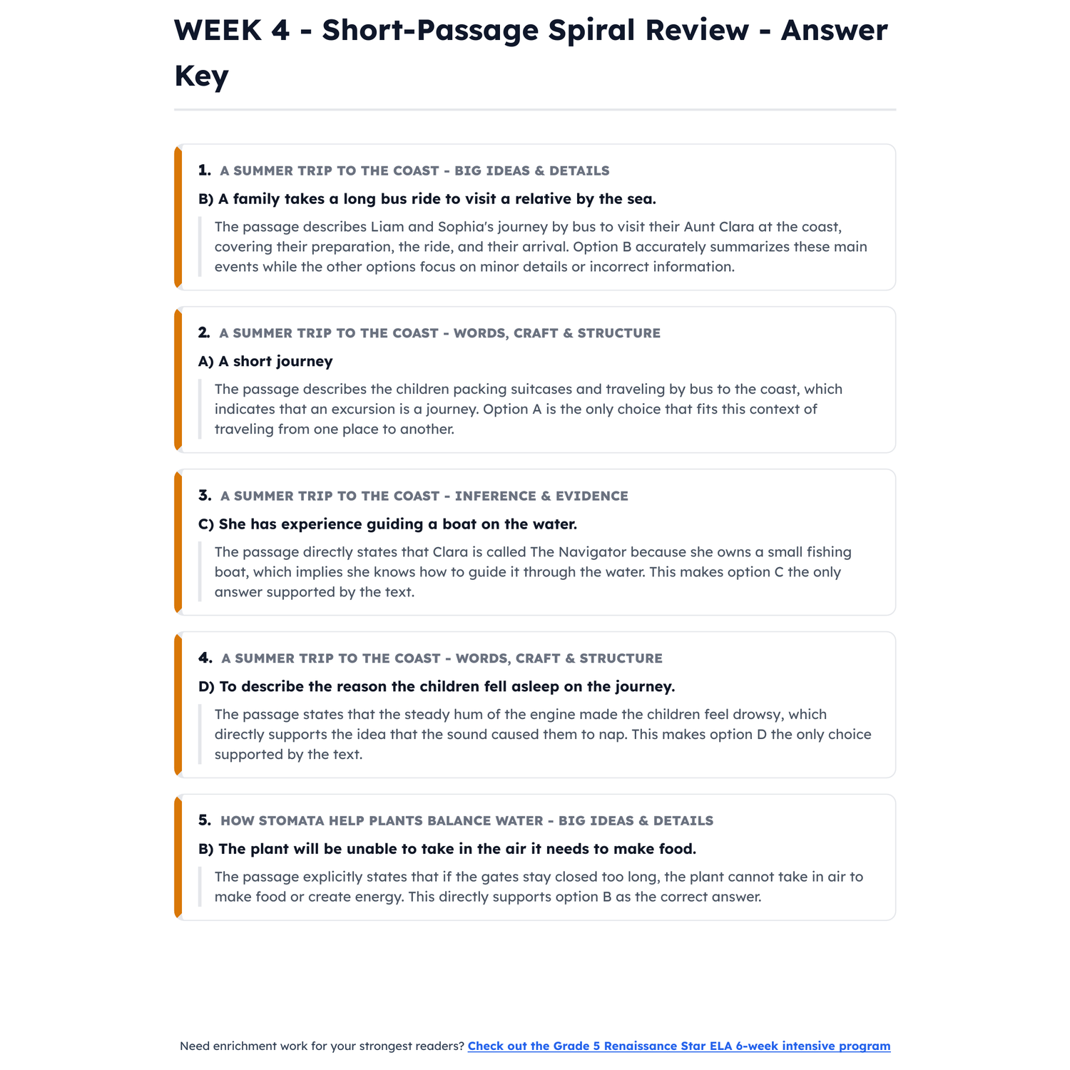Renaissance Star ELA Intensive Test Prep | 4th Grade | All 4 Levels (948-1044+) preview 4