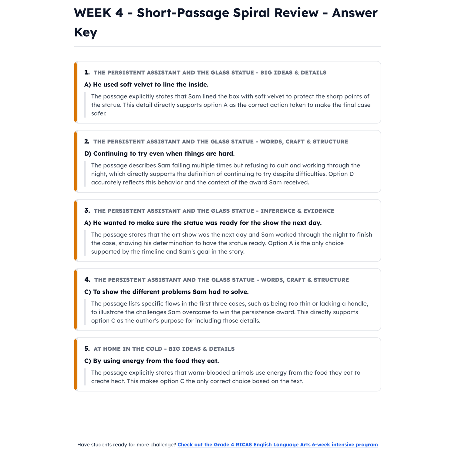 Rhode Island RICAS ELA Intensive Test Prep | 3rd Grade | All 4 Levels (440-560) preview 4