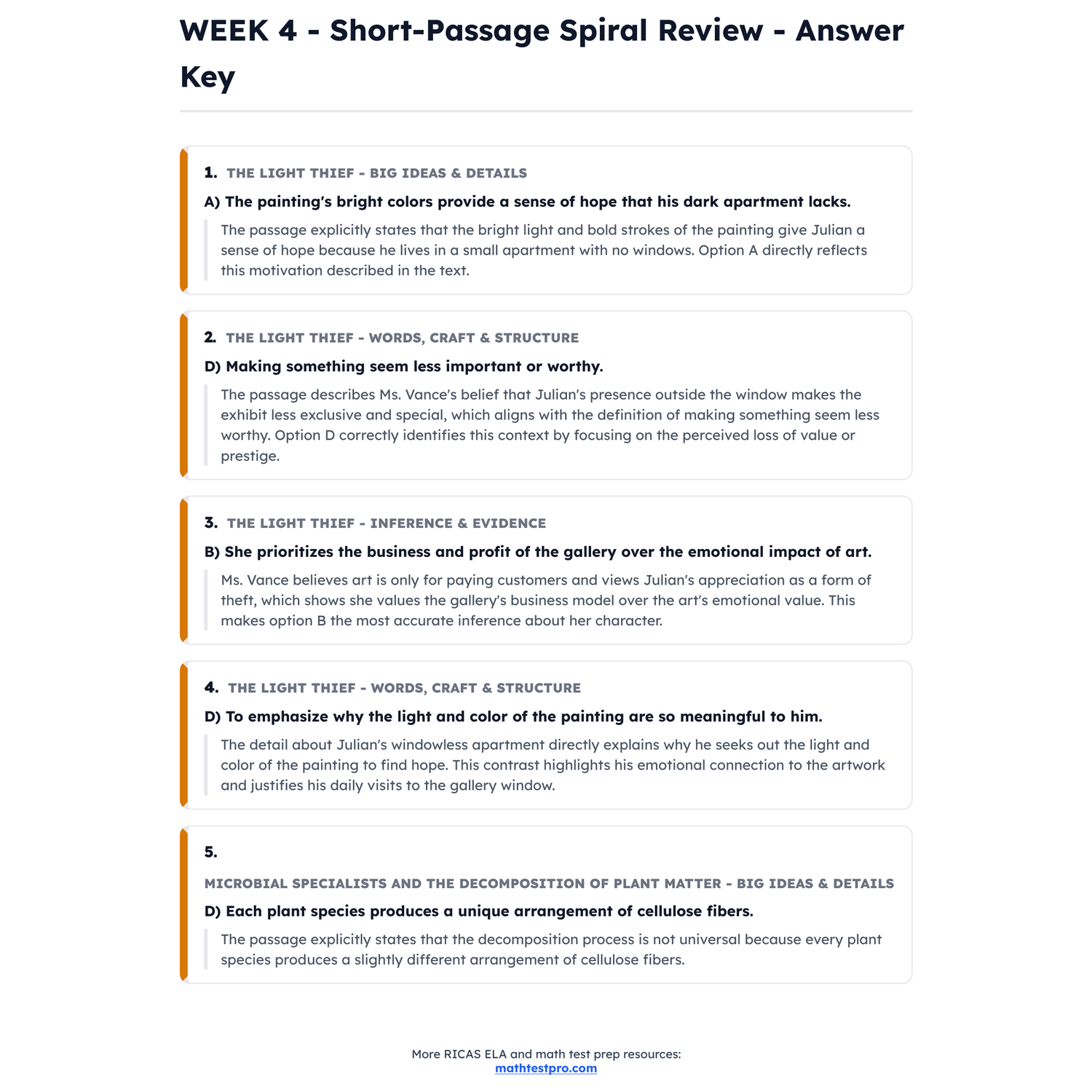 Rhode Island RICAS ELA Intensive Test Prep | 7th Grade | All 4 Levels (440-560) preview 4