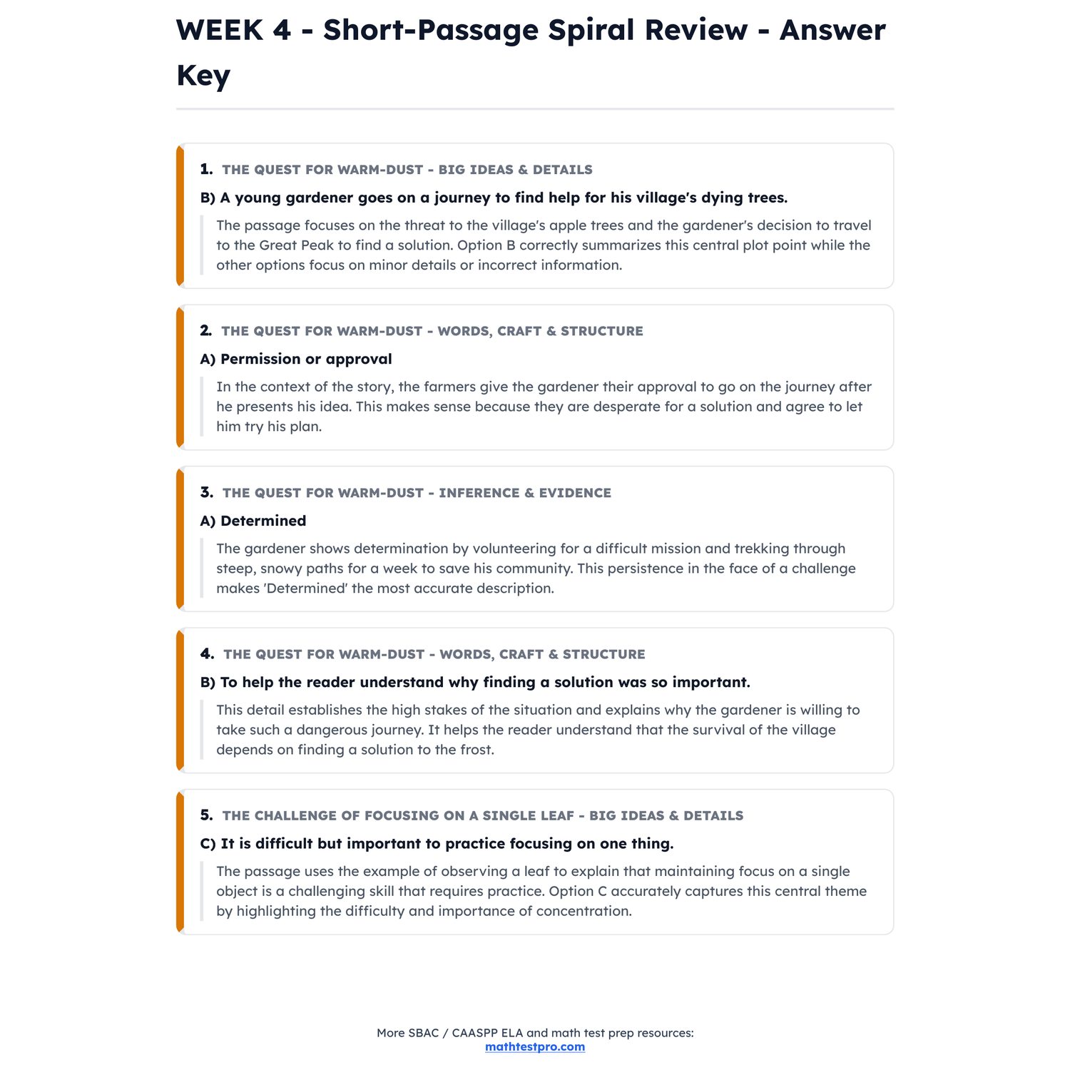 SBAC / CAASPP ELA Intensive Test Prep | 5th Grade | All 4 Levels (2442-2582+) preview 4