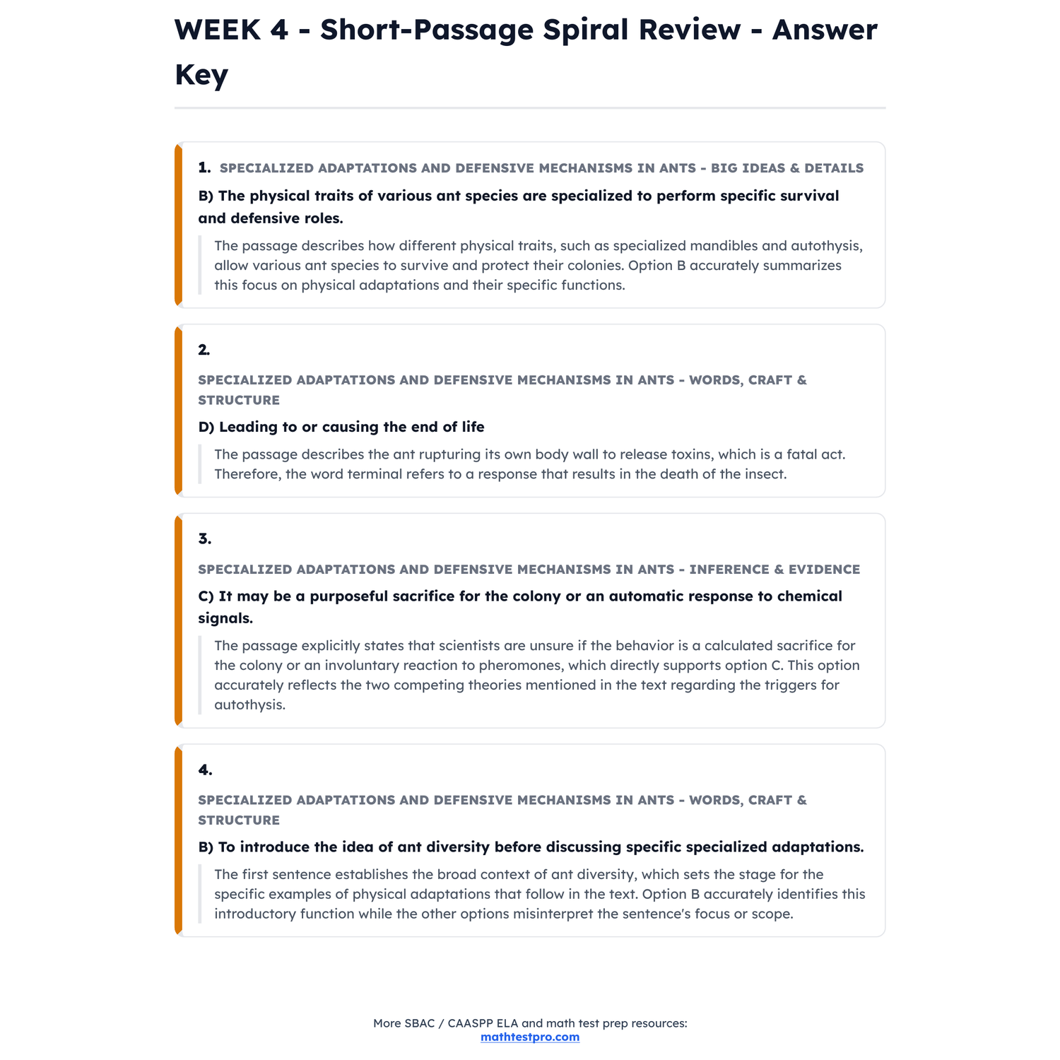 SBAC / CAASPP ELA Intensive Test Prep | 8th Grade | All 4 Levels (2487-2668+) preview 4