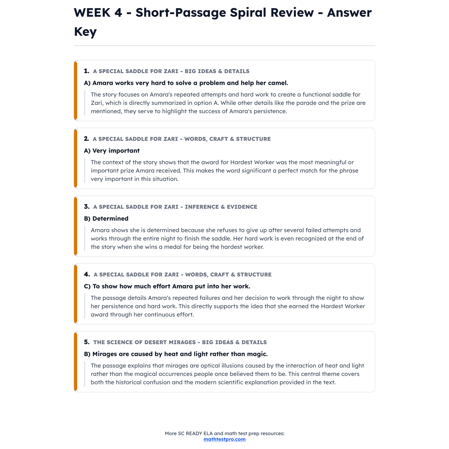 South Carolina SC READY ELA Intensive Prep | 3rd Grade | All 4 Levels (100-825) preview 4