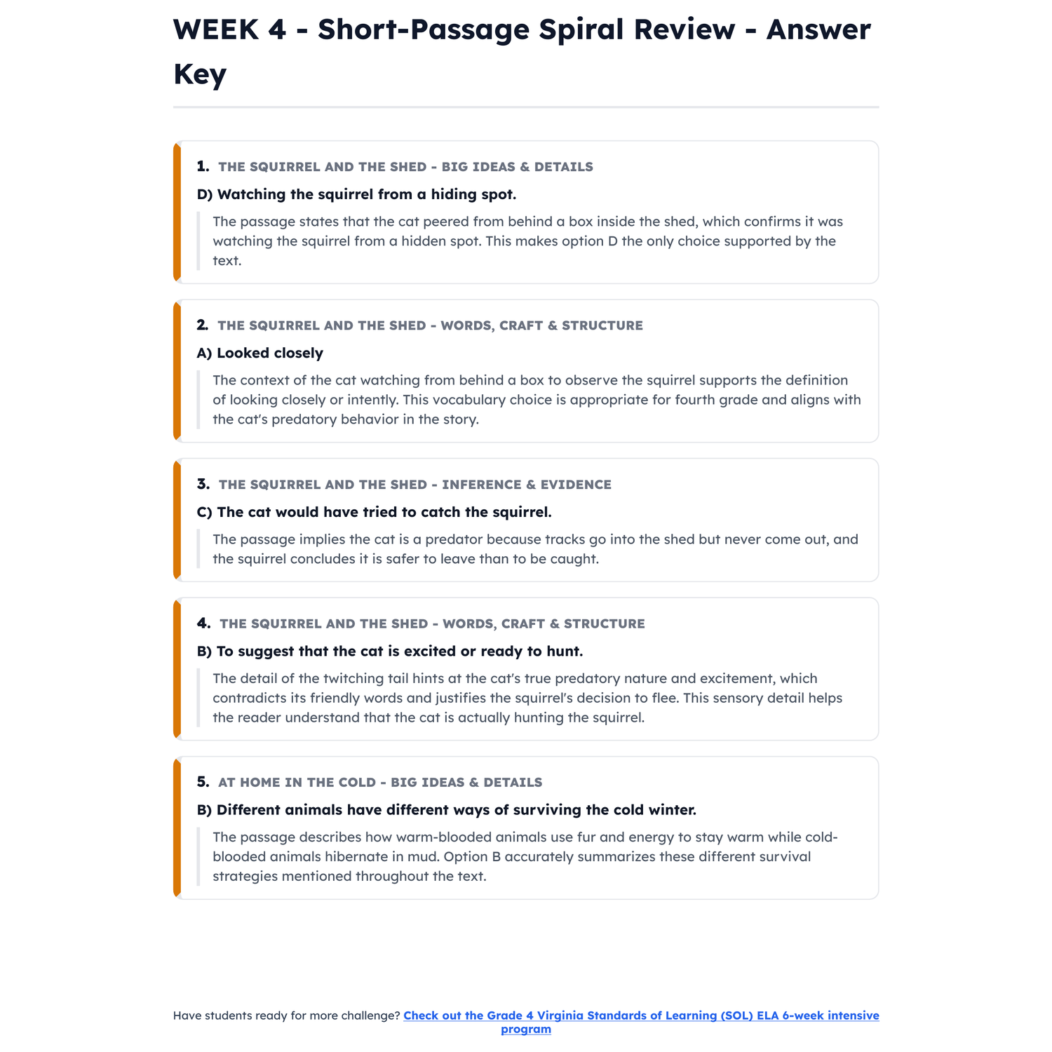 Virginia SOL ELA Intensive Prep | 3rd Grade | All 4 Levels (Scaled Score 0-600) preview 4