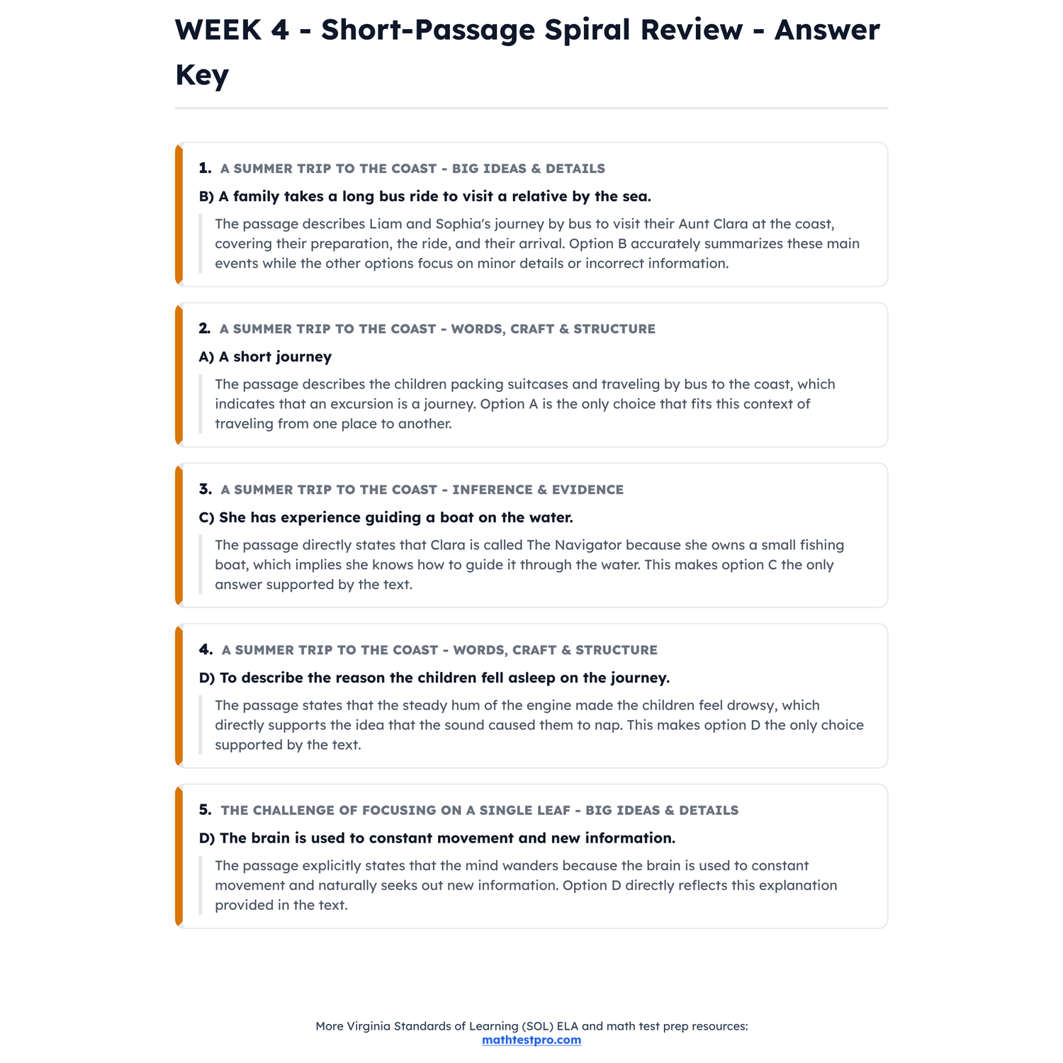 Virginia SOL ELA Intensive Prep | 4th Grade | All 4 Levels (Scaled Score 0-600) preview 4