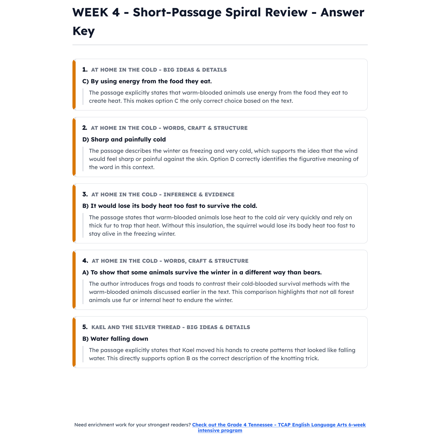 Tennessee TCAP ELA Intensive Test Prep | 3rd Grade | All 4 Levels (200-450) preview 4