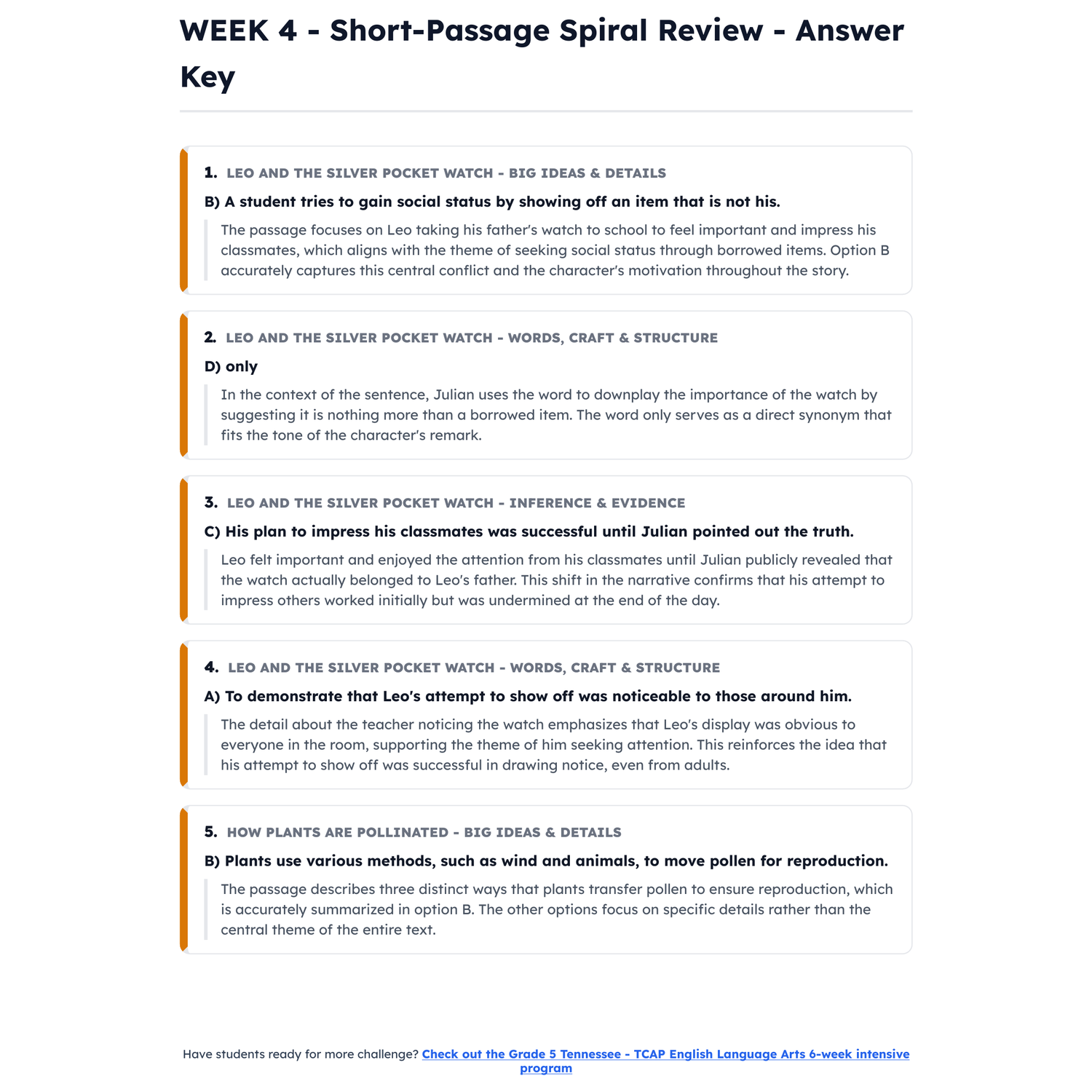 Tennessee TCAP ELA Intensive Test Prep | 4th Grade | All 4 Levels (200-450) preview 4