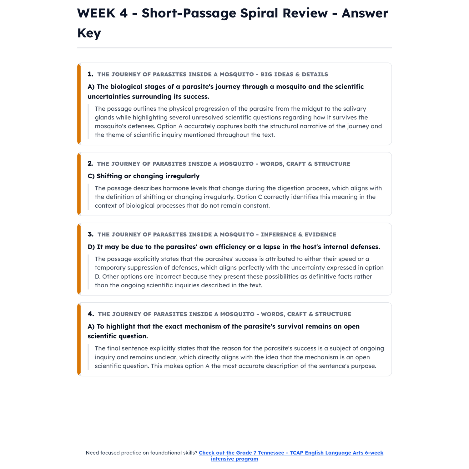 Tennessee TCAP ELA Intensive Test Prep | 8th Grade | All 4 Levels (200-450) preview 4
