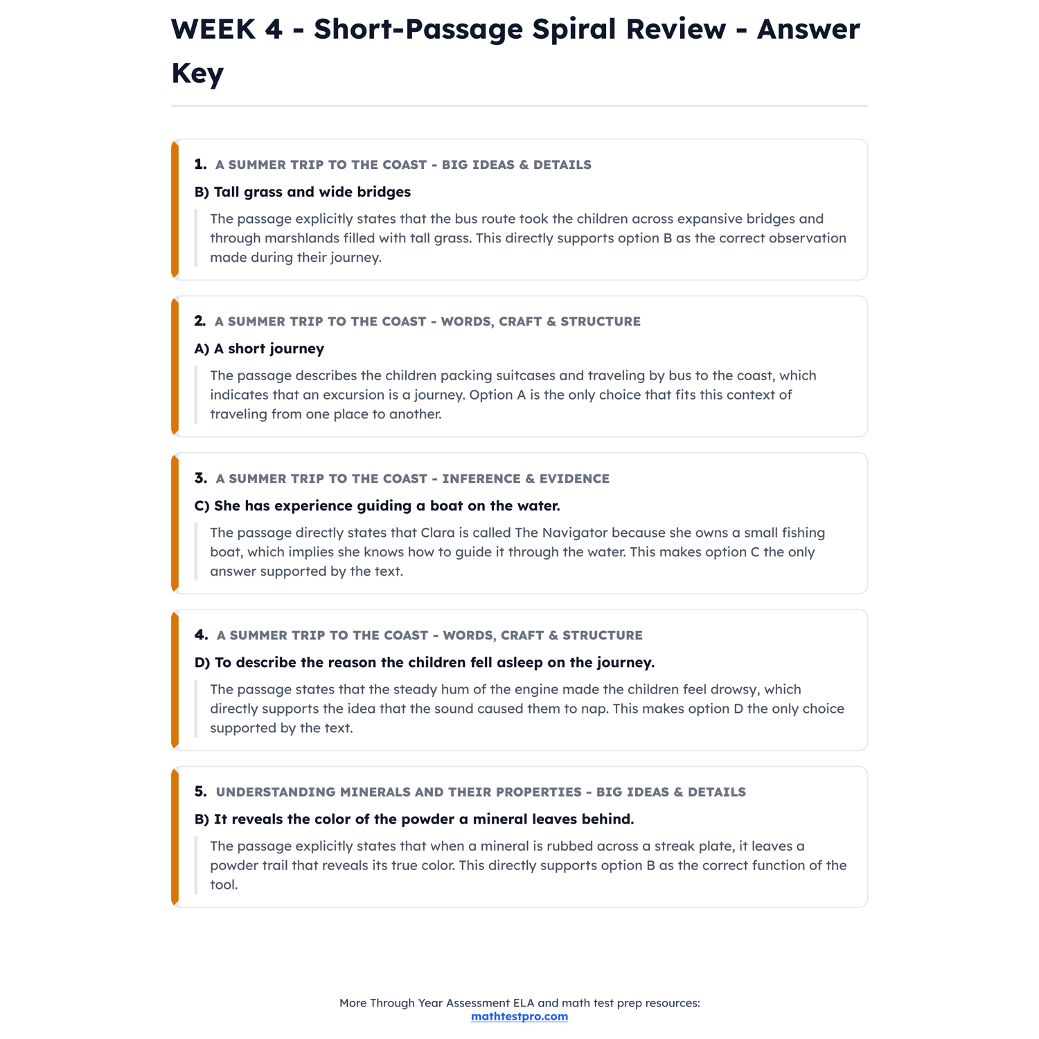 Maine Through Year ELA Intensive Prep | 5th Grade | All 4 Levels (1400-1600) preview 4