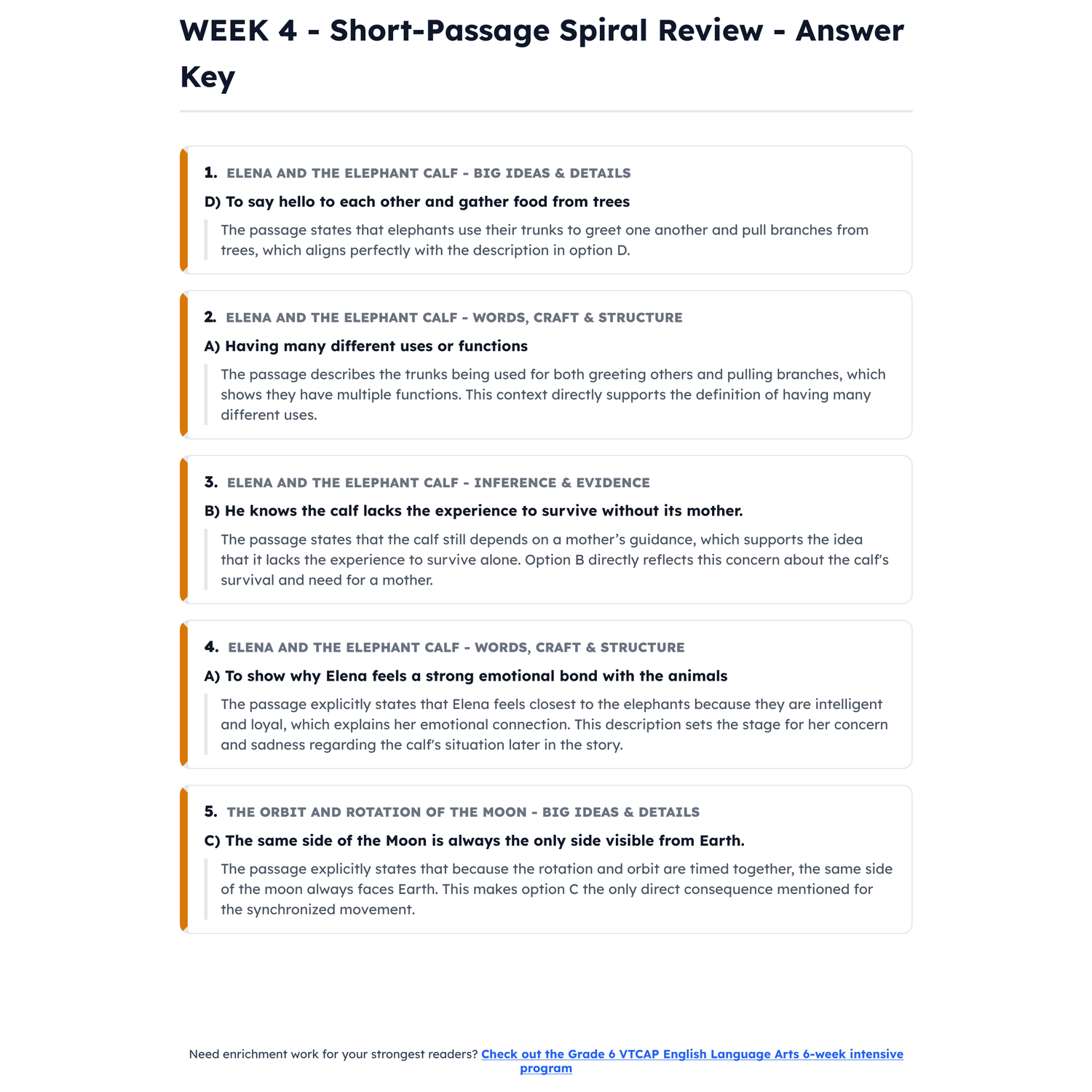 Vermont VTCAP ELA Intensive Test Prep | 5th Grade | All 4 Levels (1500-2000) preview 4