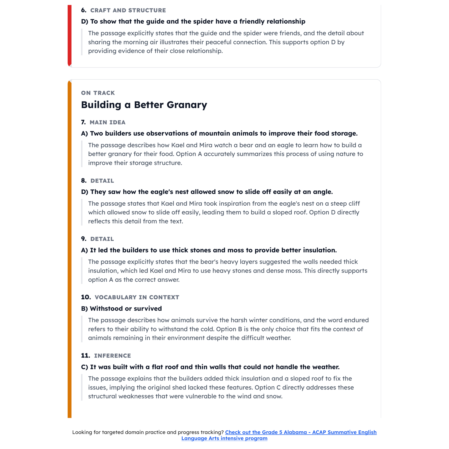 Alabama ACAP Summative ELA Test Simulation | 5th Grade | All 4 Levels (255-750) preview 4