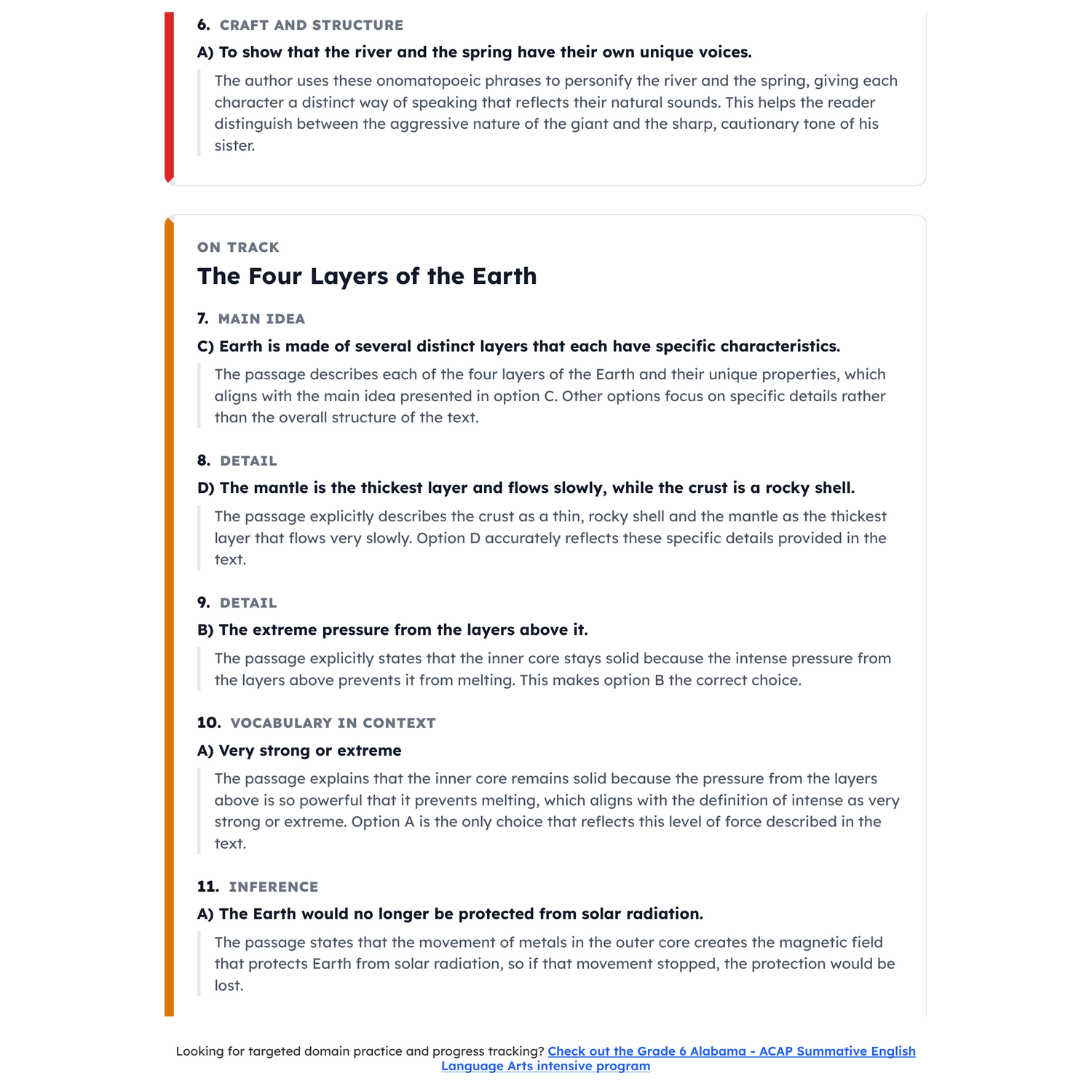 Alabama ACAP Summative ELA Test Simulation | 6th Grade | All 4 Levels (255-750) preview 4