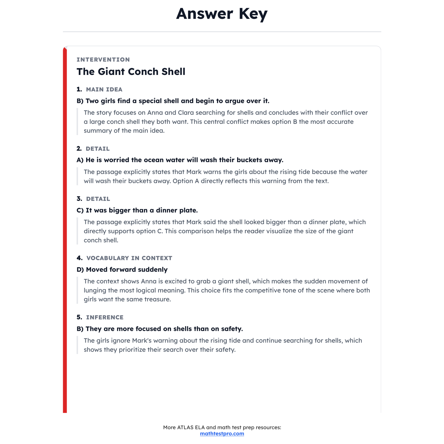 Arkansas ATLAS ELA Test Simulation | 4th Grade | All 4 Levels (1000-1119) preview 4