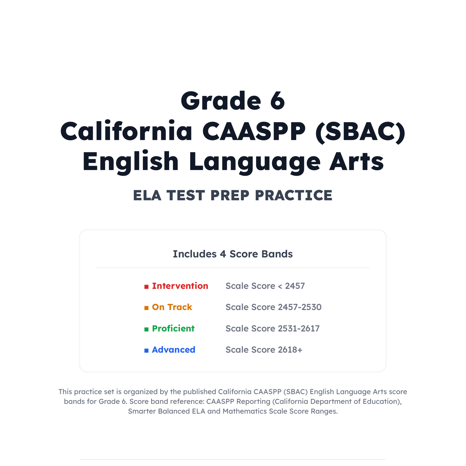 California CAASPP (SBAC) ELA Test Simulation | 6th Grade | 2457-2618+ preview 2