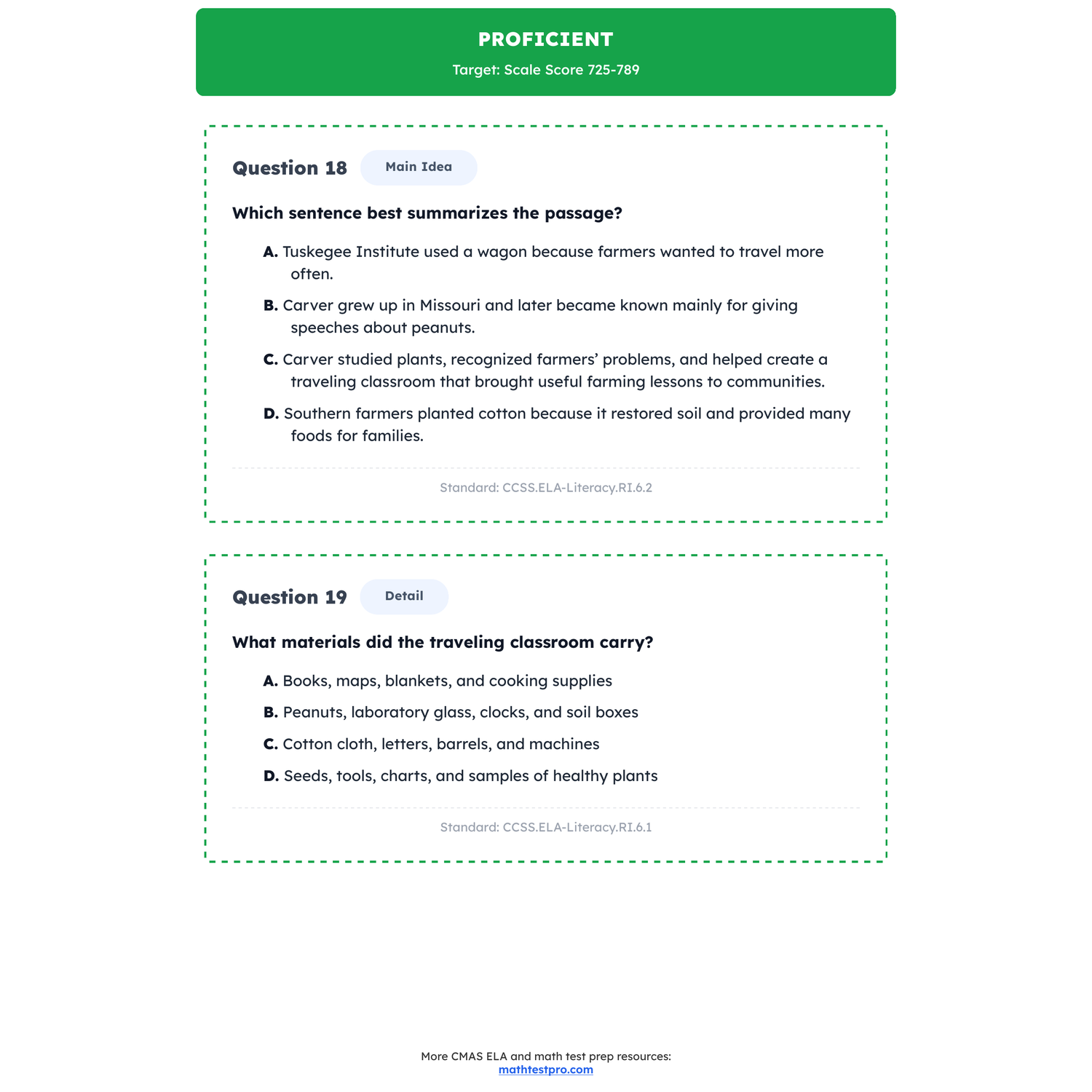 Colorado CMAS ELA Test Simulation | 6th Grade | All 4 Levels (650-850) preview 3